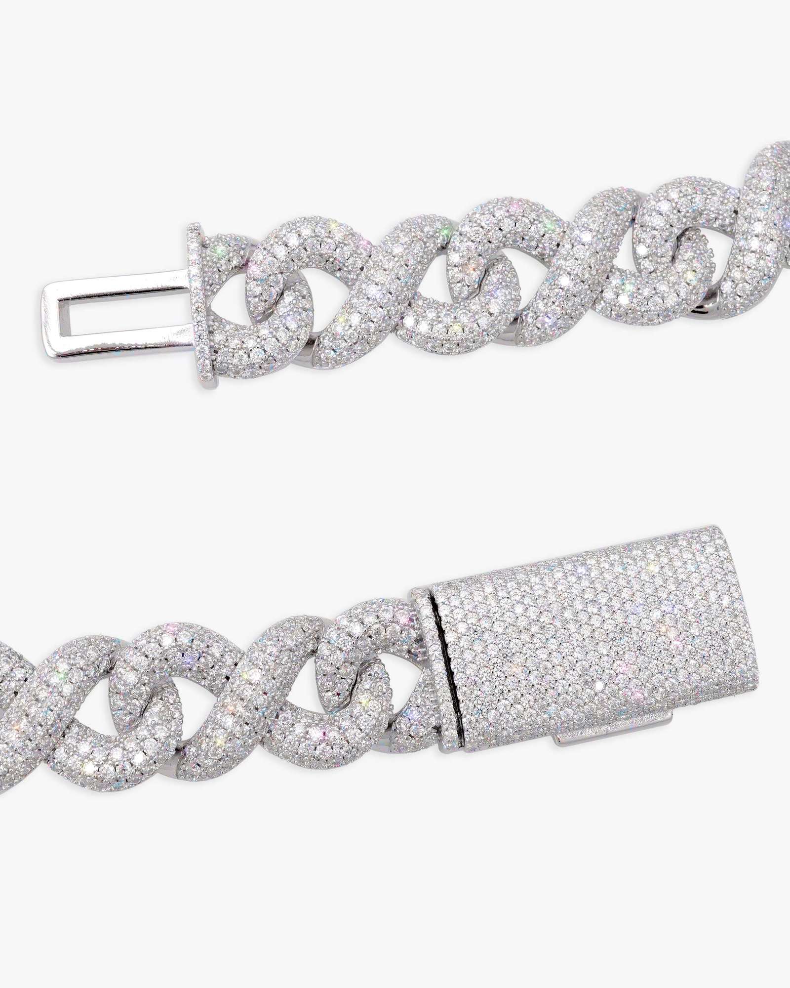 15MM Moissanite Infinity Link Chain - in white gold (view 3 of 5)