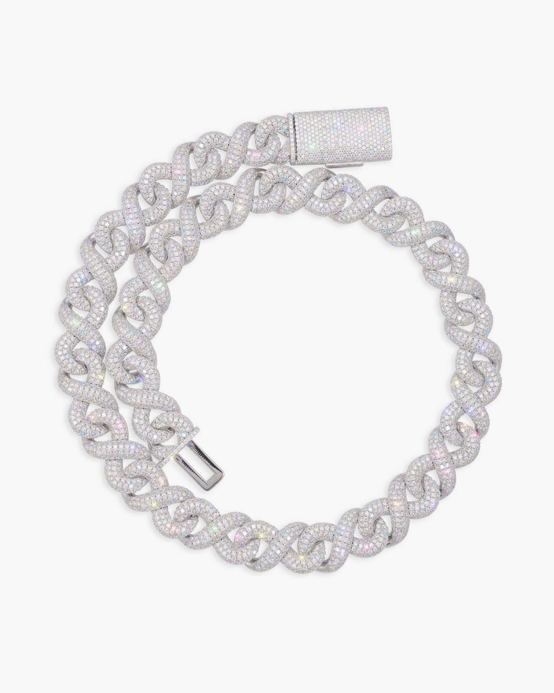 15MM Moissanite Infinity Link Chain - in white gold (view 4 of 5)