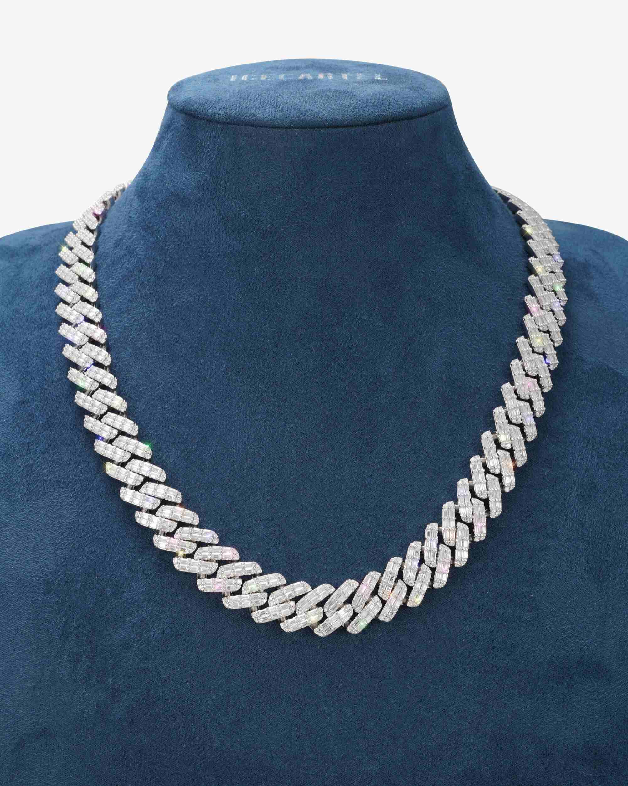 15MM Moissanite Mix Cut Cuban Link Chain - in white gold (view 2 of 5)