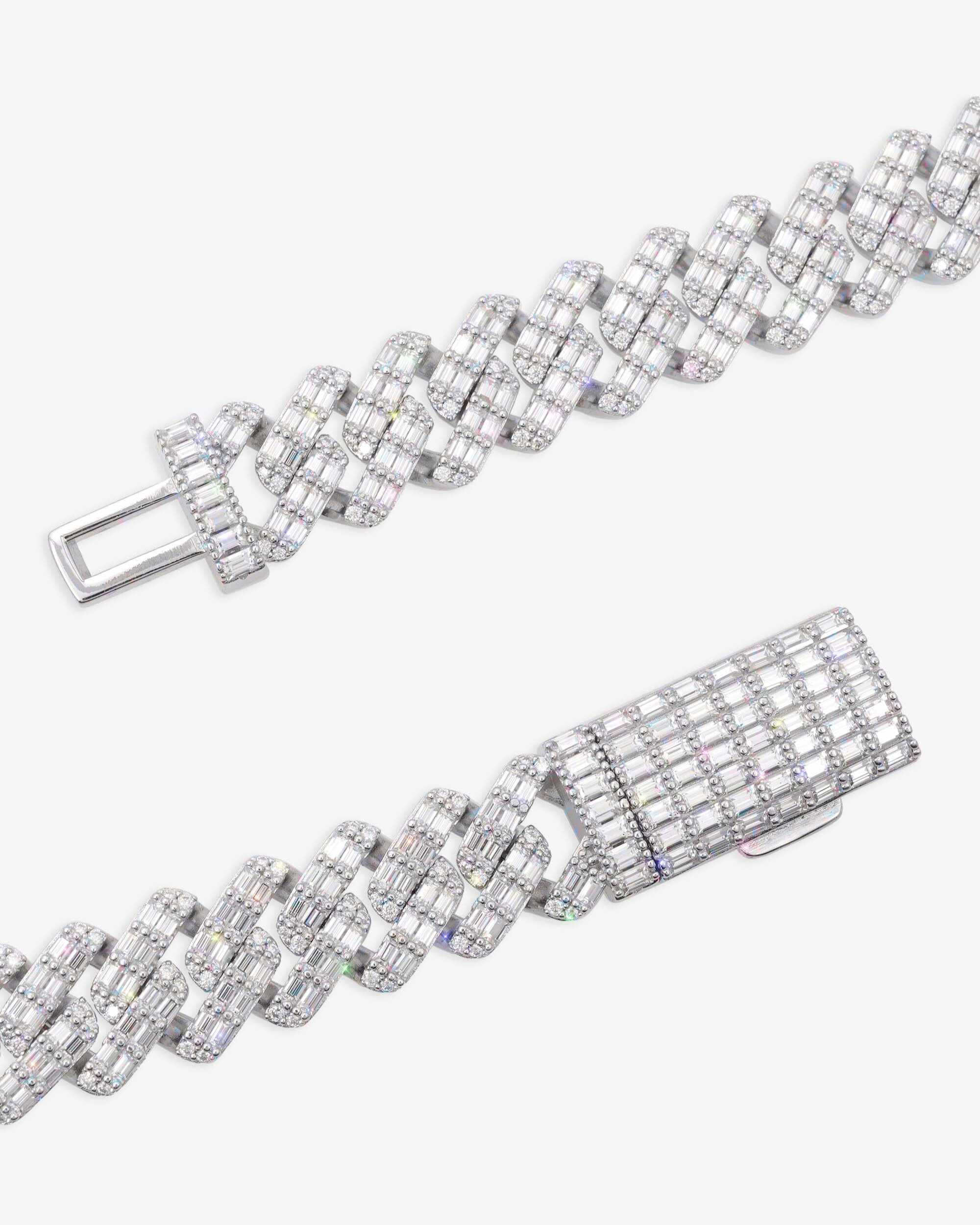 15MM Moissanite Mix Cut Cuban Link Chain - in white gold (view 3 of 5)