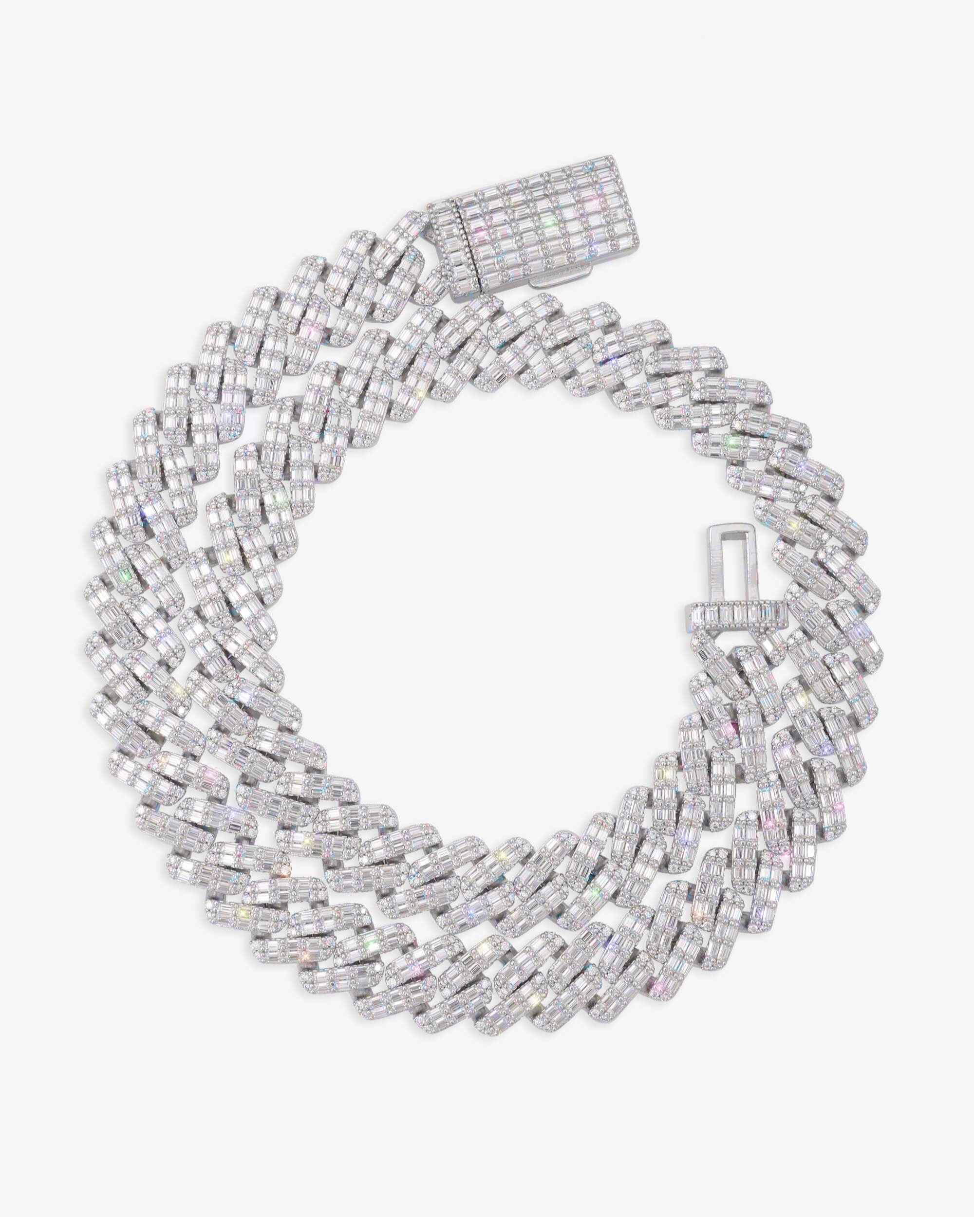 15MM Moissanite Mix Cut Cuban Link Chain - in white gold (view 4 of 5)
