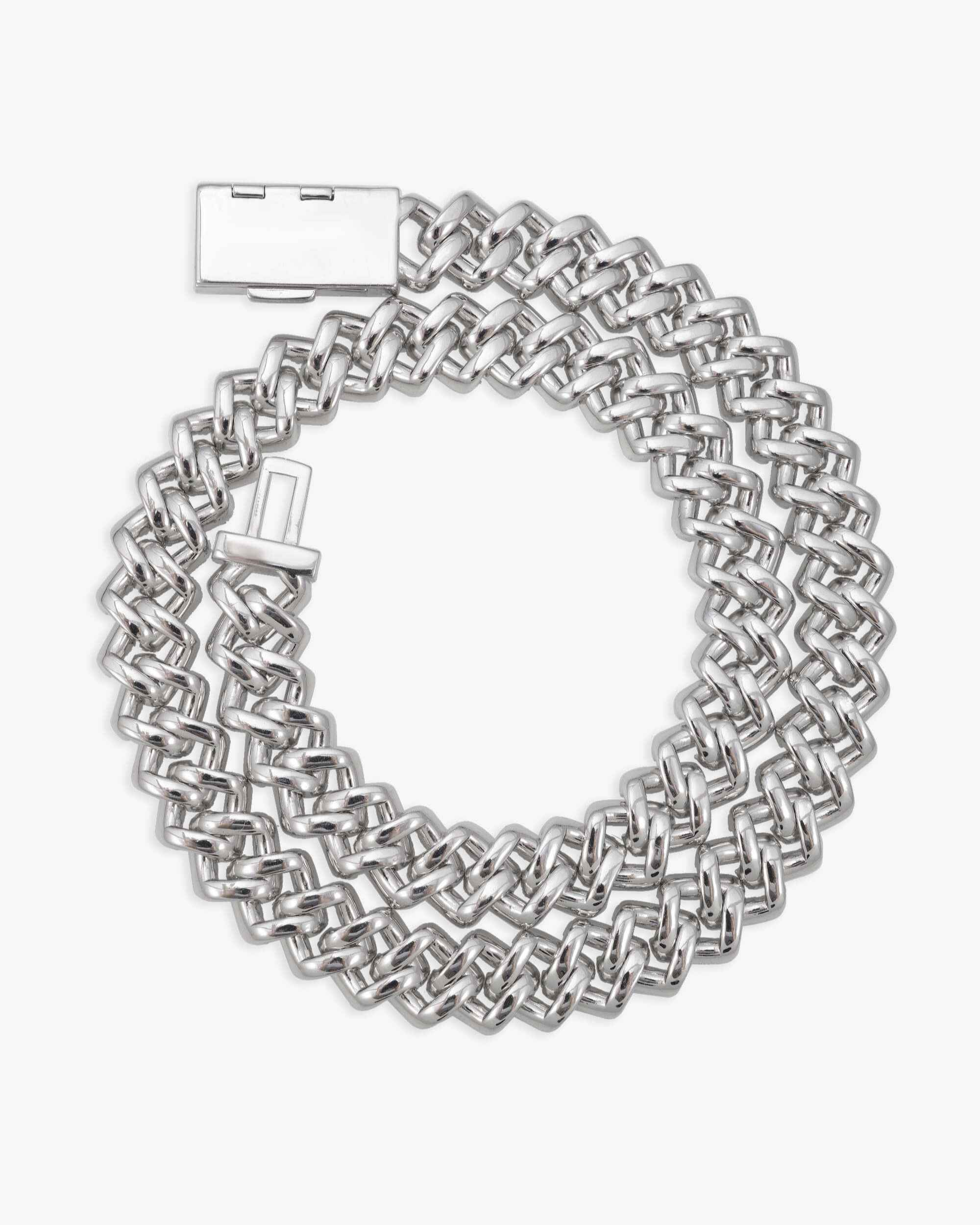 15MM Moissanite Mix Cut Cuban Link Chain - in white gold (view 5 of 5)
