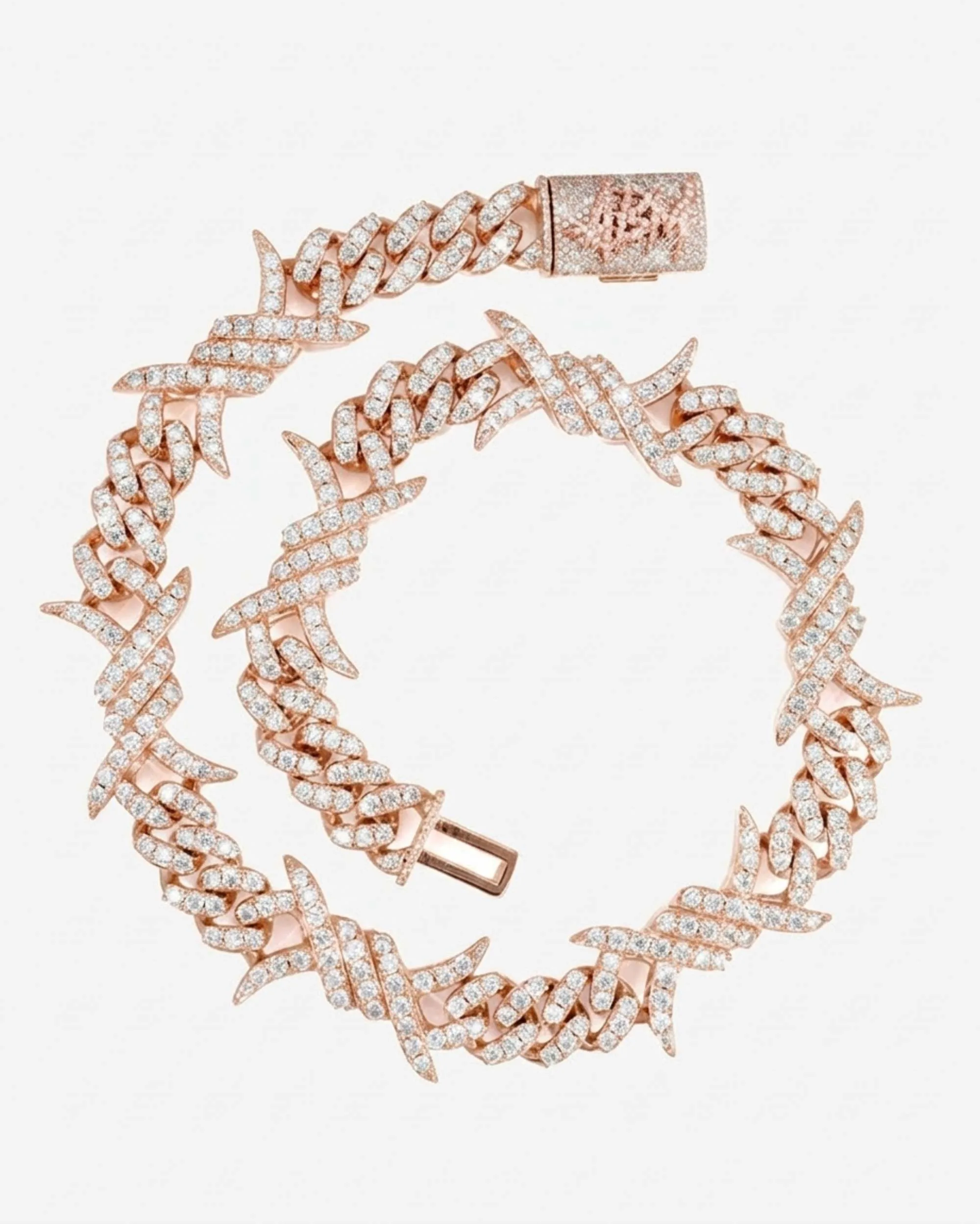 15MM CUSTOM CLASP Moissanite Spiked Link Cuban Chain 14K Gold (view 11 of 18)