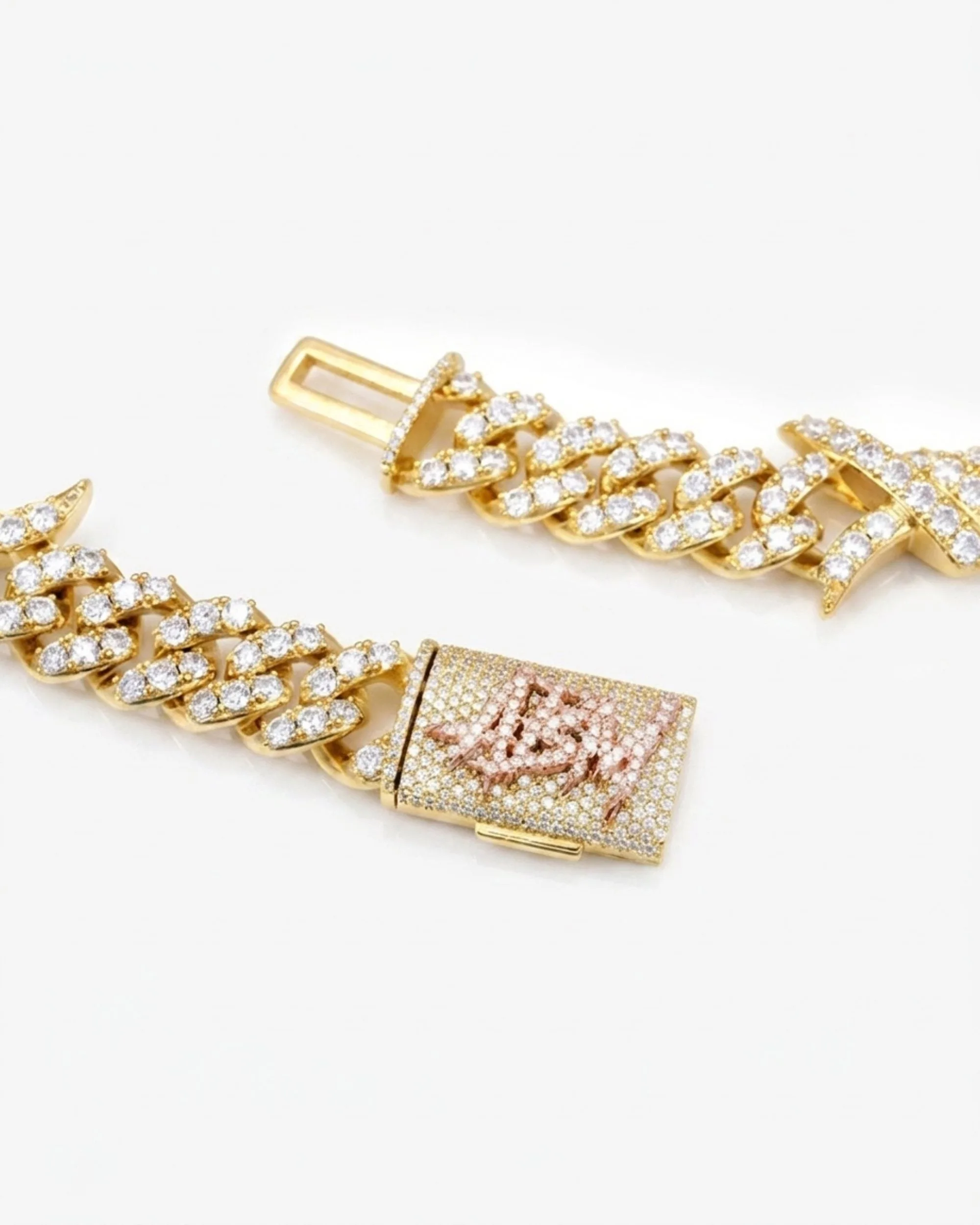 15MM CUSTOM CLASP Moissanite Spiked Link Cuban Chain 14K Gold (view 16 of 18)