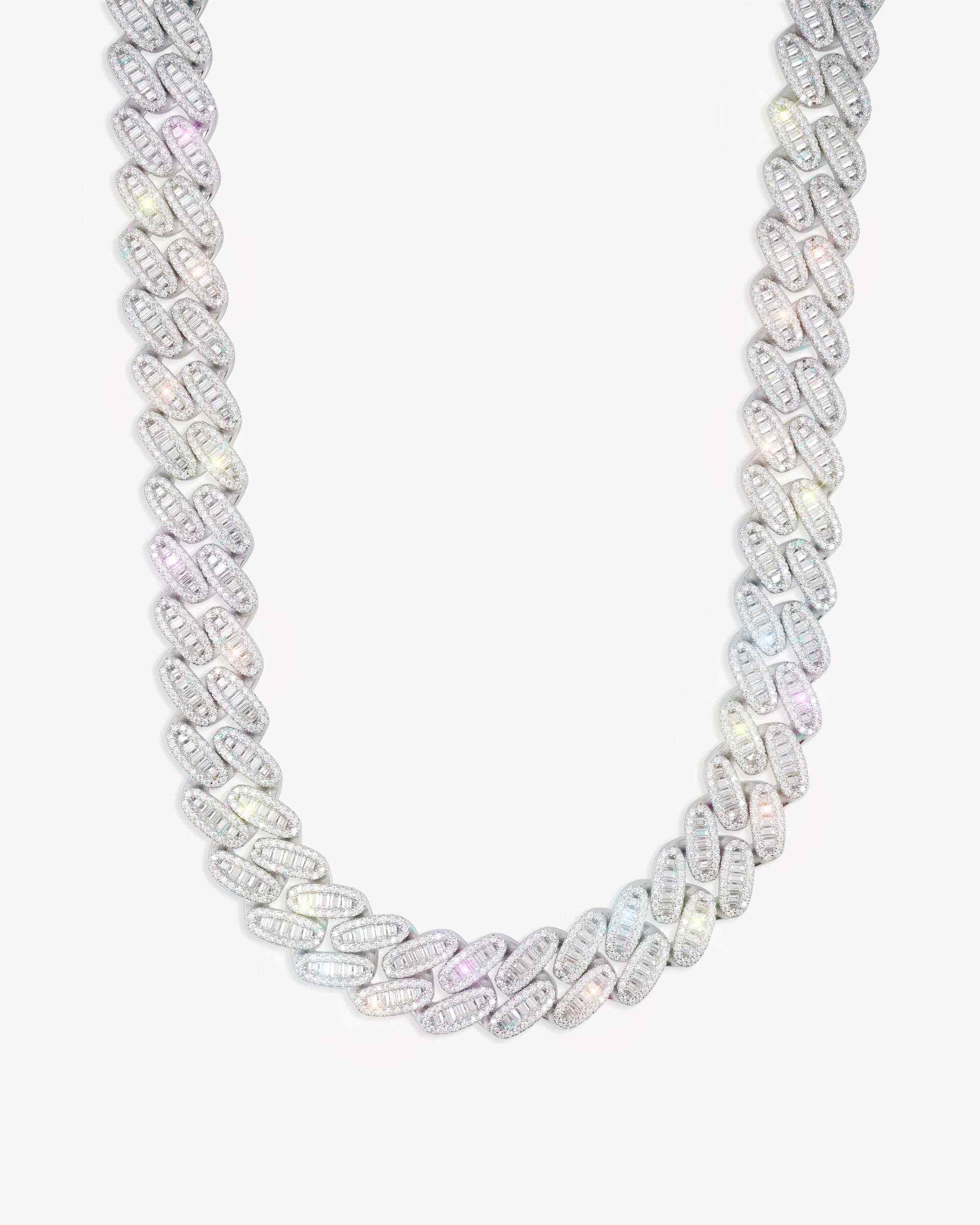 16MM Moissanite Baguette Miami Cuban Link Chain 14K Gold