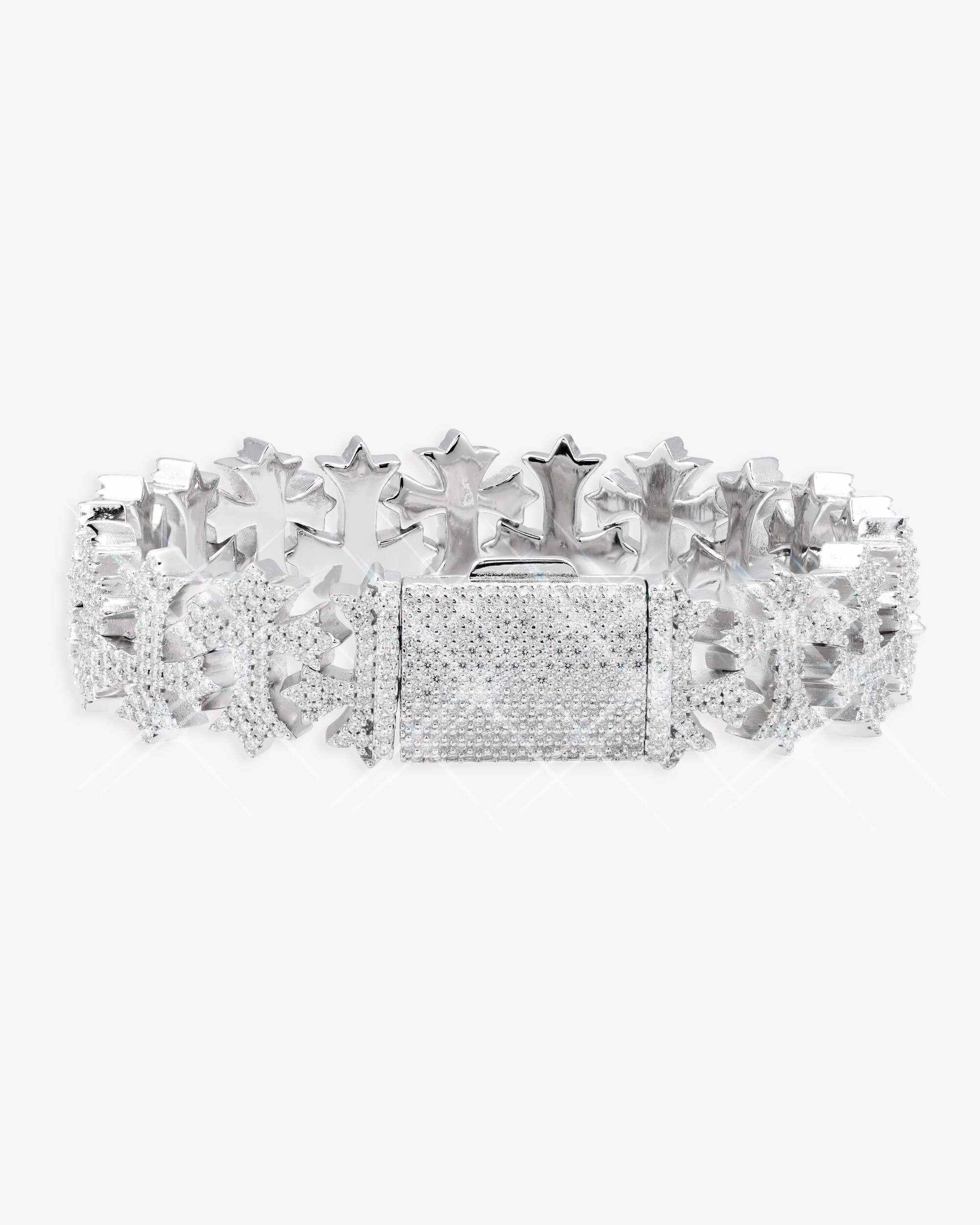 16MM Moissanite Cross Link Bracelet 14K (view 3 of 20)