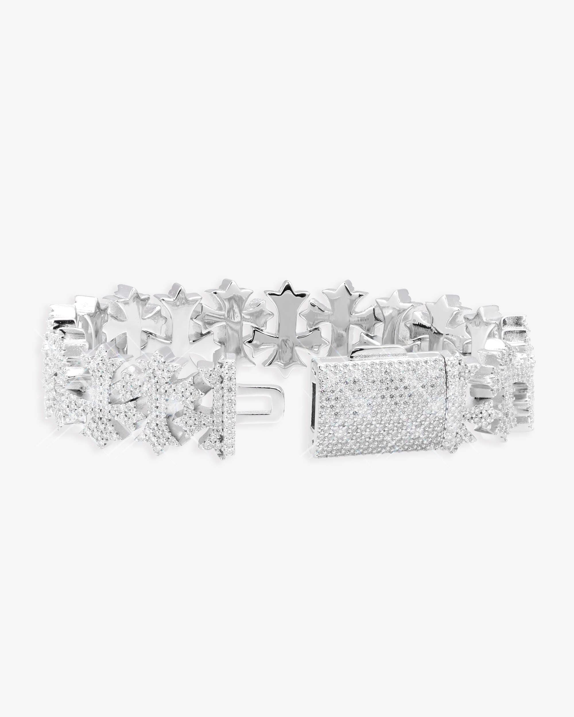 16MM Moissanite Cross Link Bracelet 14K (view 4 of 20)