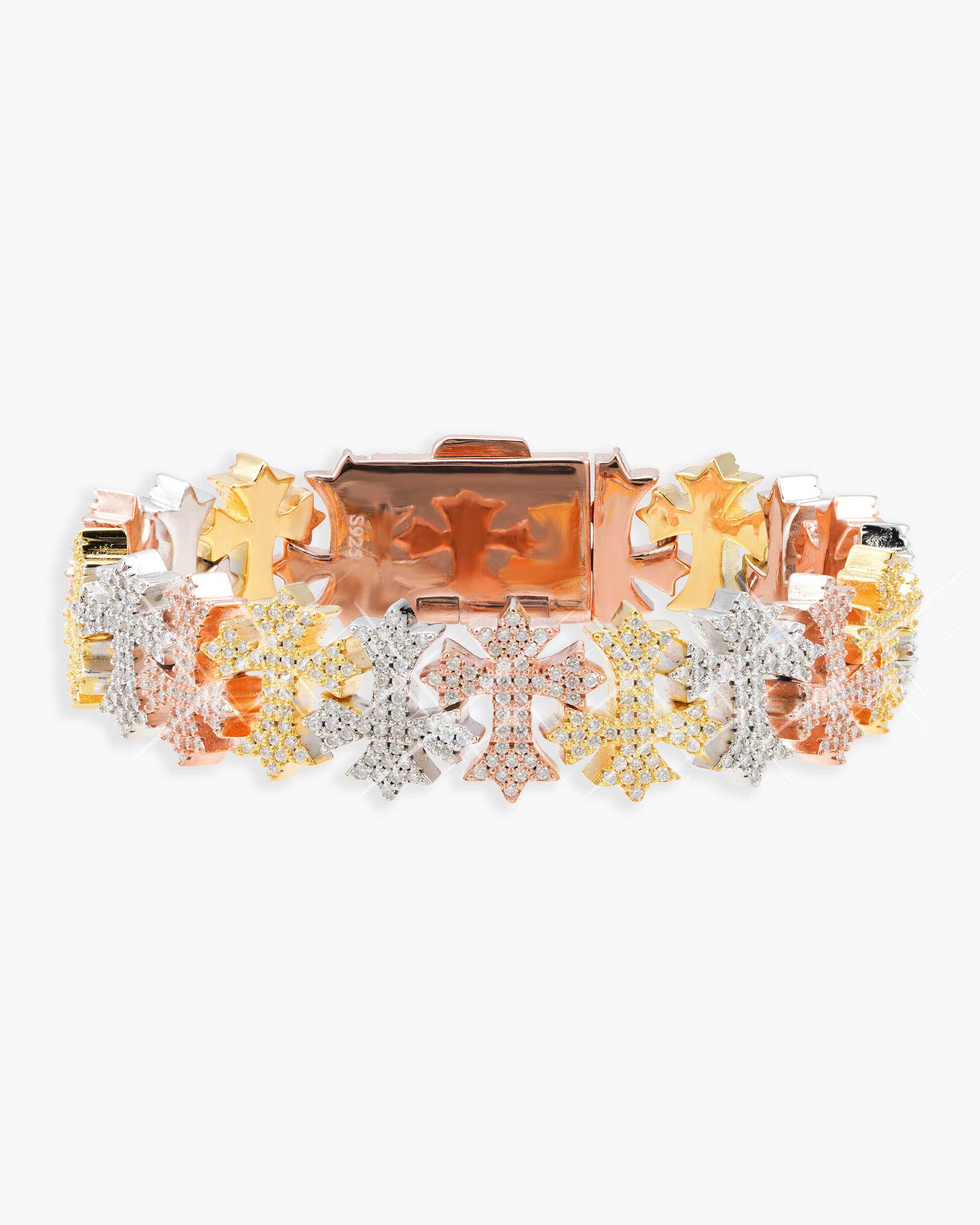 16MM Moissanite Cross Link Bracelet 14K (view 6 of 20)