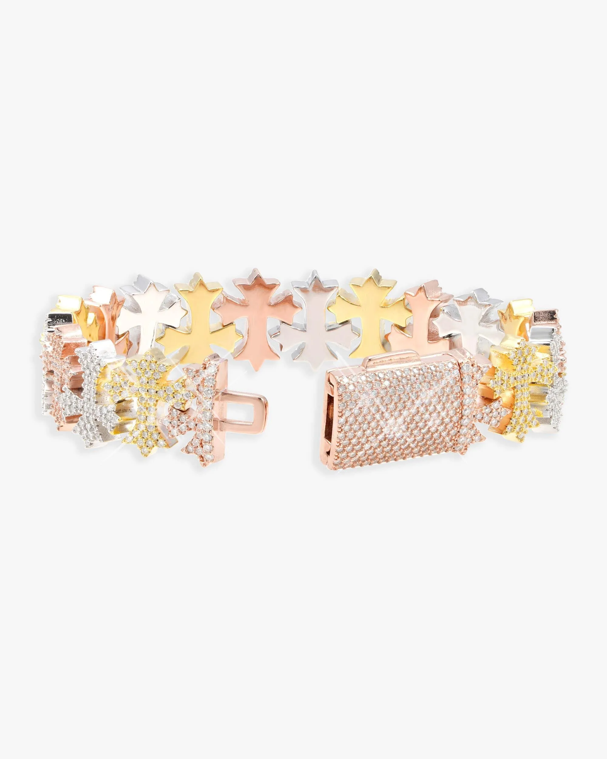 16MM Moissanite Cross Link Bracelet 14K (view 9 of 20)