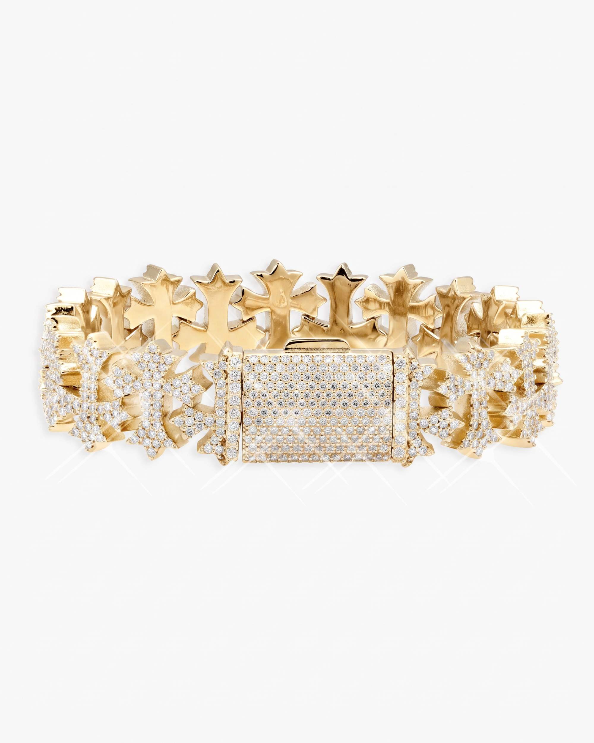16MM Moissanite Cross Link Bracelet 14K (view 18 of 20)