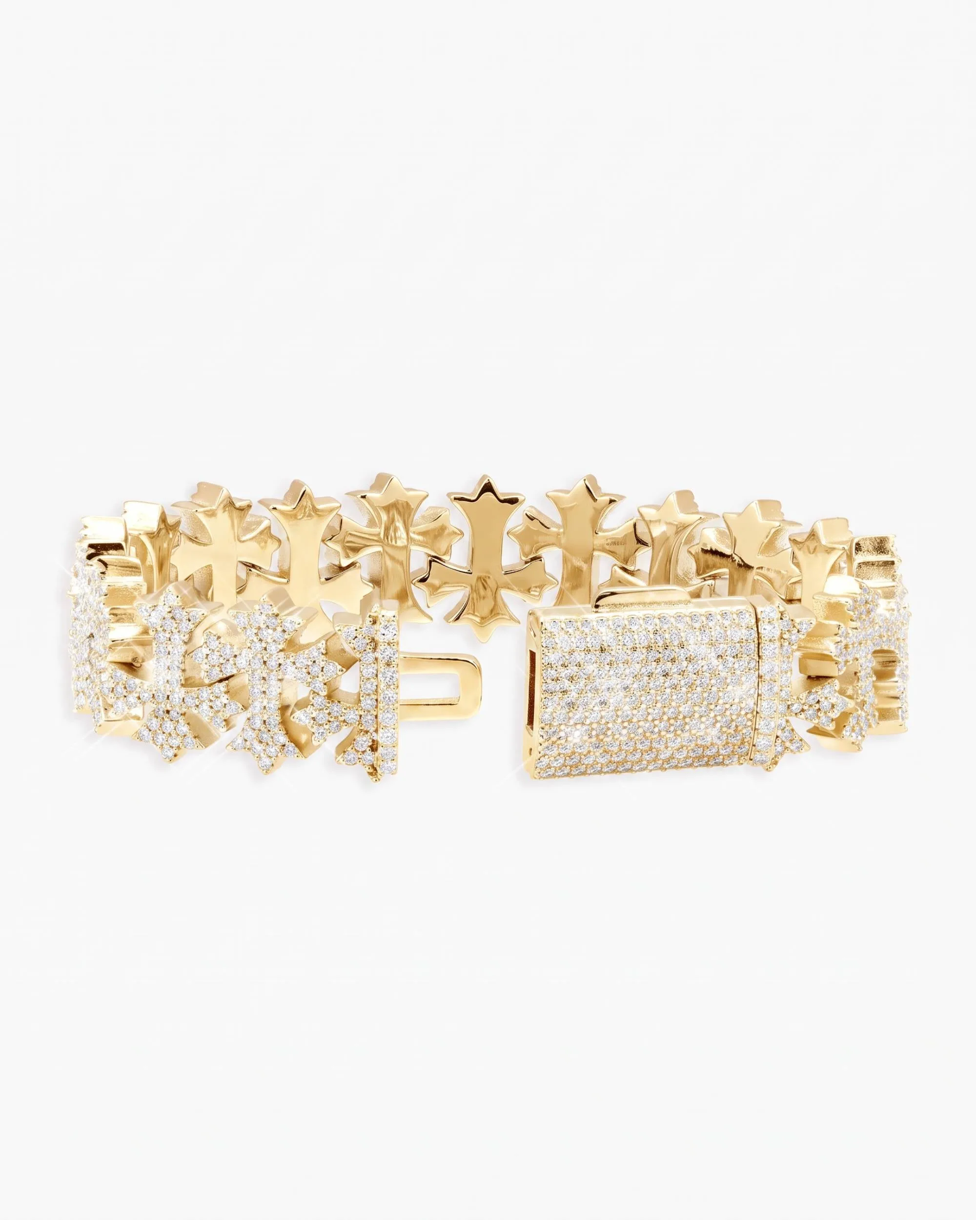 16MM Moissanite Cross Link Bracelet 14K (view 19 of 20)