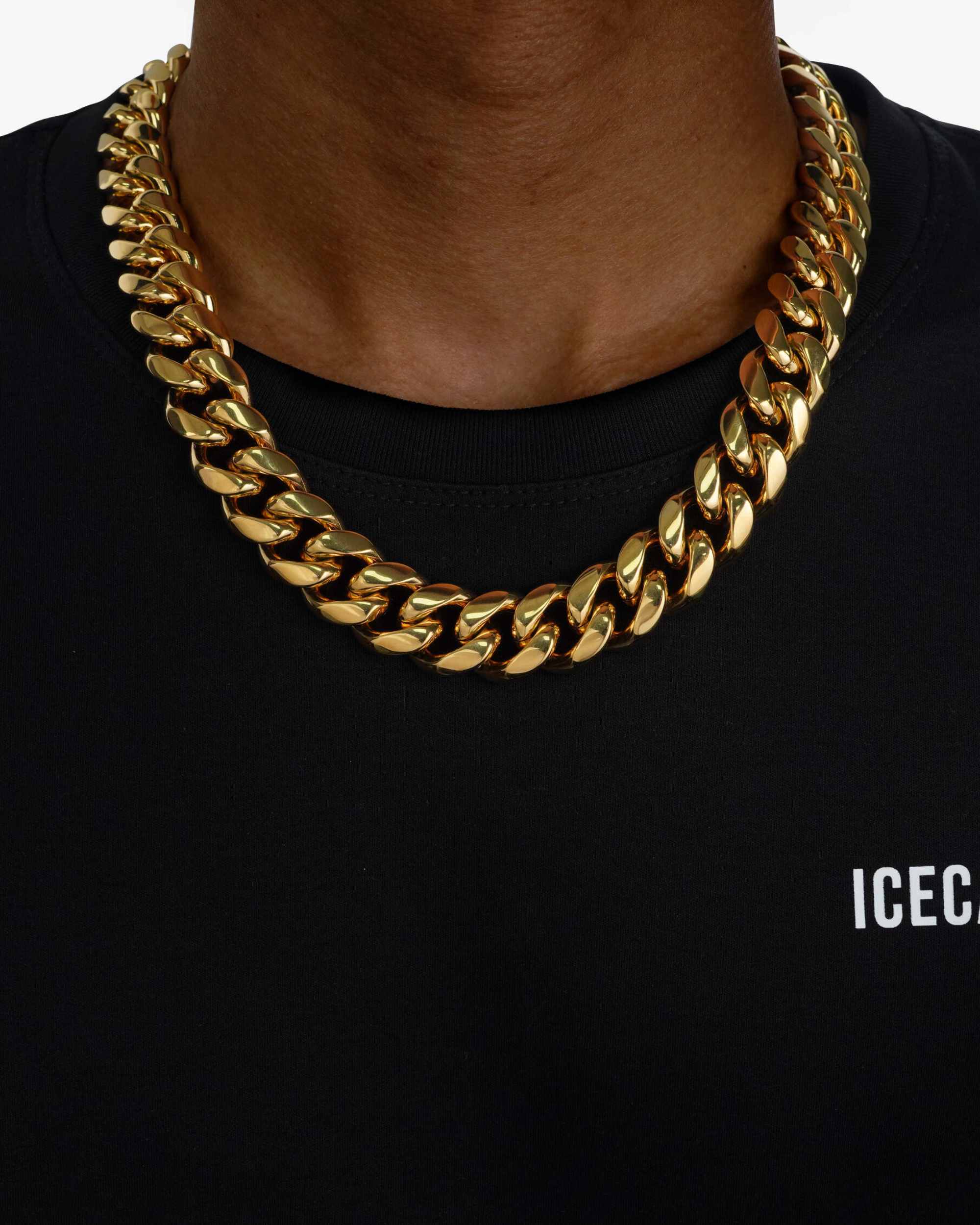 18MM Cuban Link Chain and Bracelet Bundle 14K Gold (view 2 of 5)