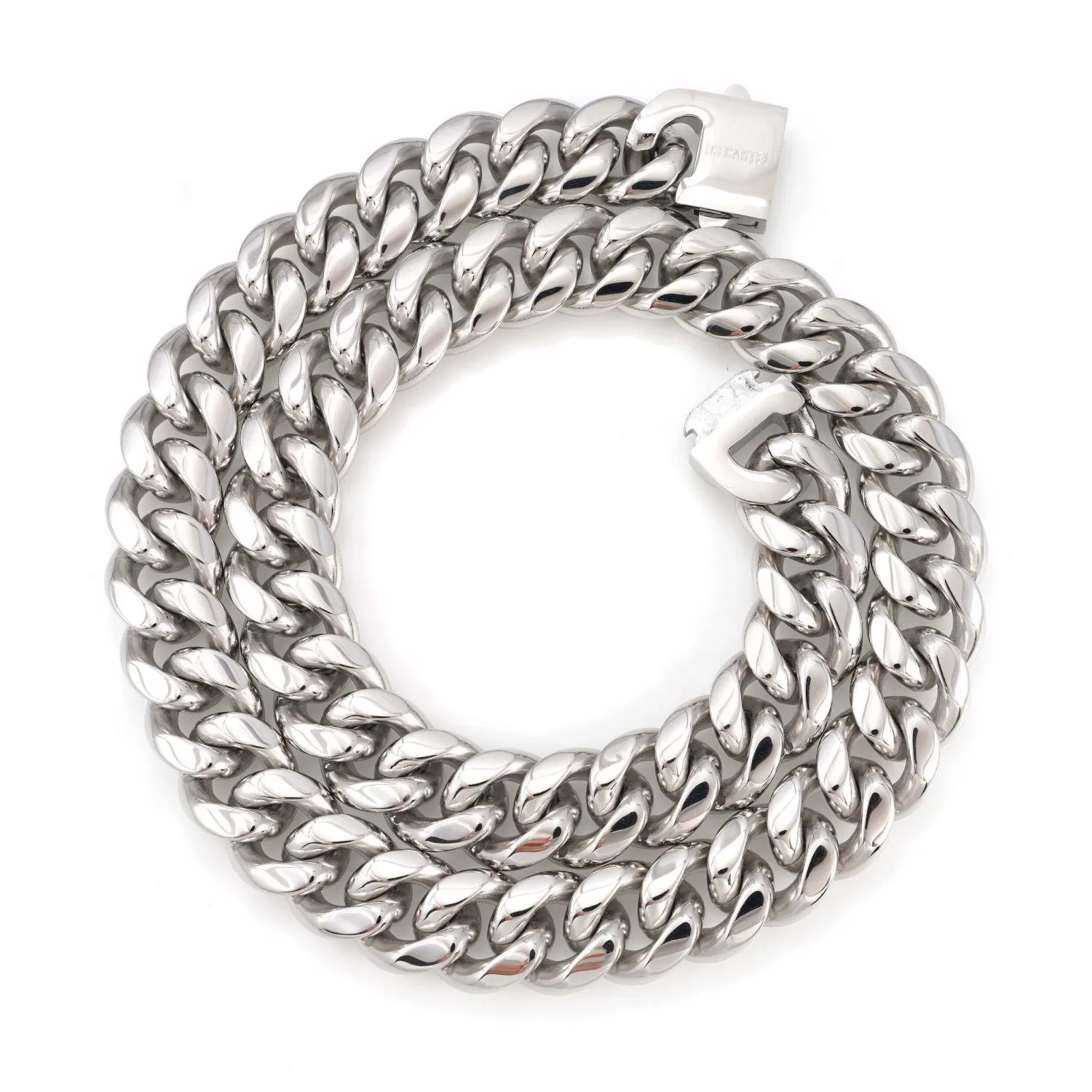 18MM Cuban Link Chain and Bracelet Bundle Silver (view 4 of 5)