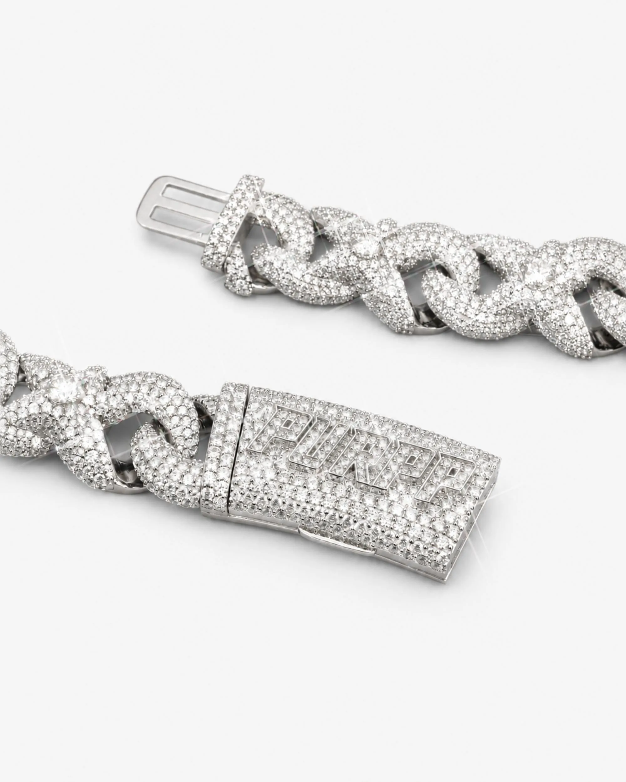 CUSTOM CLASP 18MM Moissanite Infinity Link Chain 14K Gold (view 3 of 5)