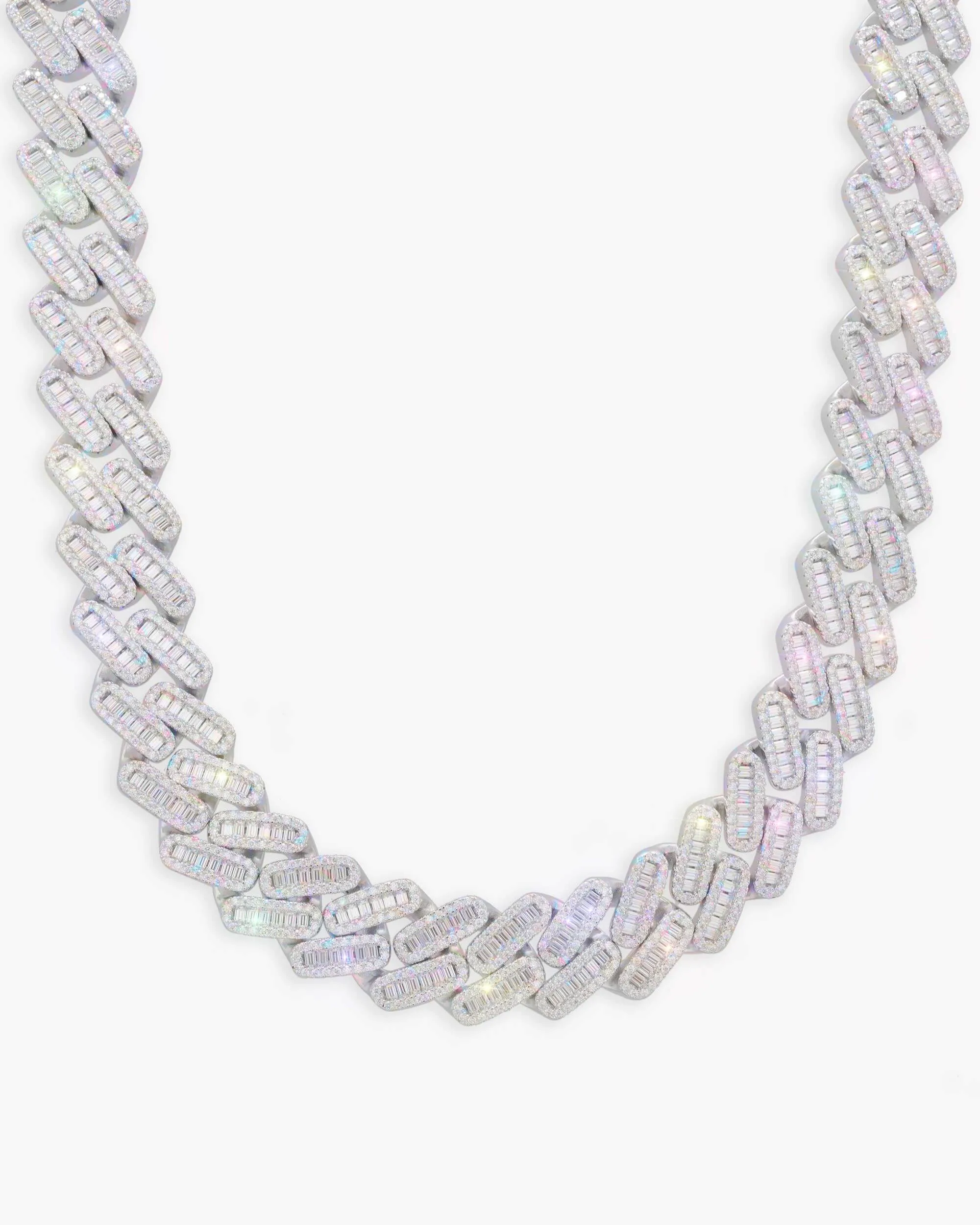 18MM Baguette Moissanite Miami Cuban Link Chain 14K Gold
