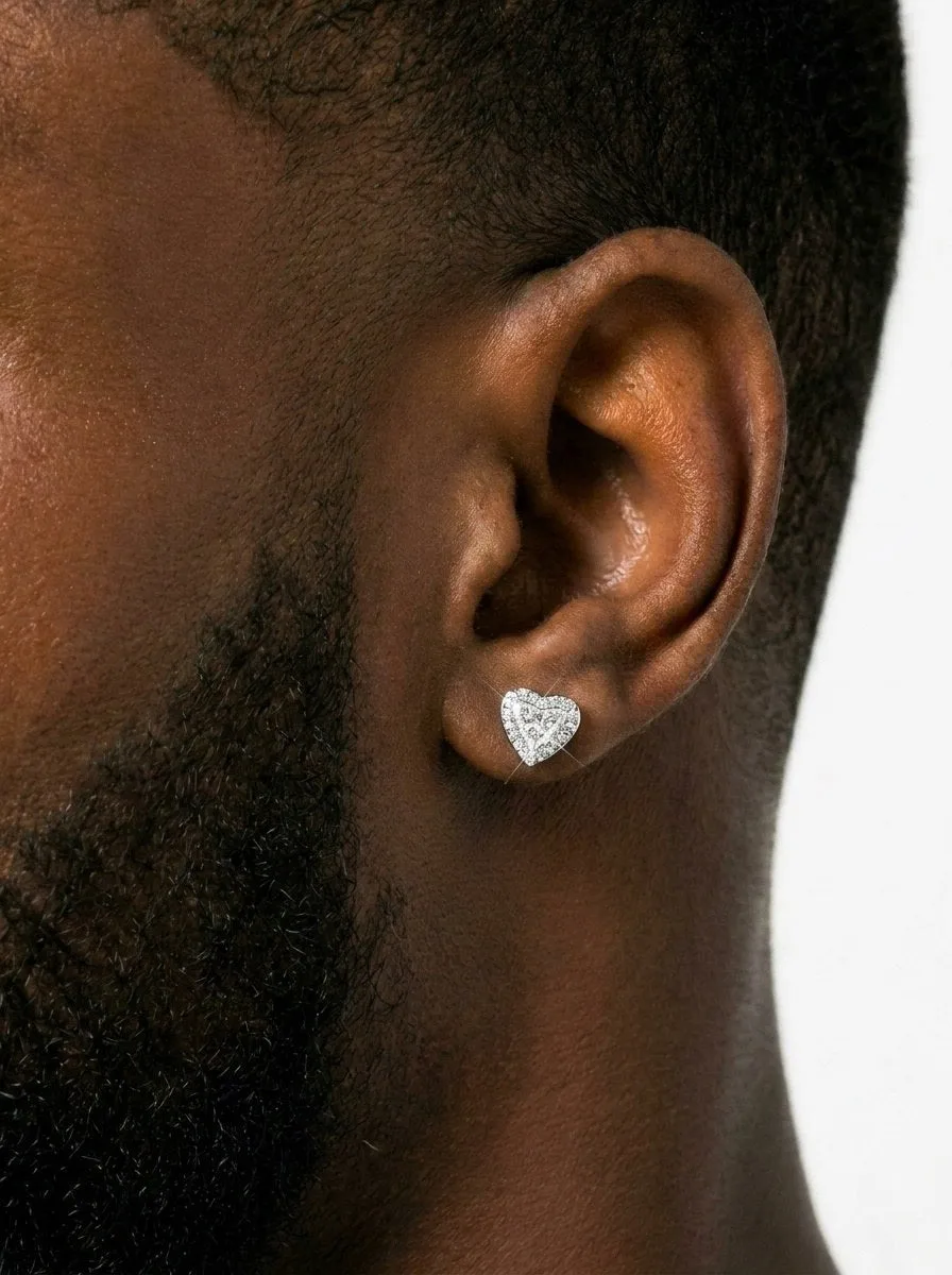 2 Layer Moissanite Heart Earrings 14K Gold (view 2 of 4)