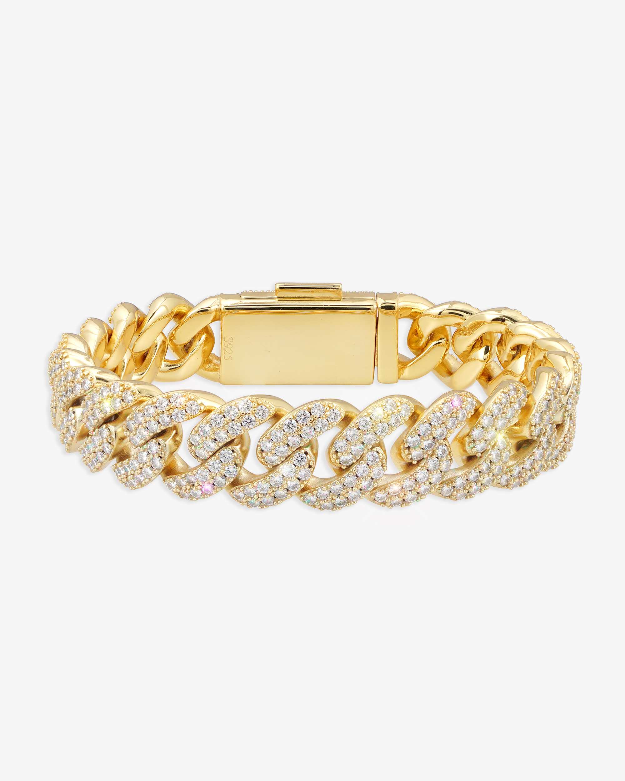 15MM Moissanite Miami Cuban Link Bracelet 14K Gold (view 6 of 15)