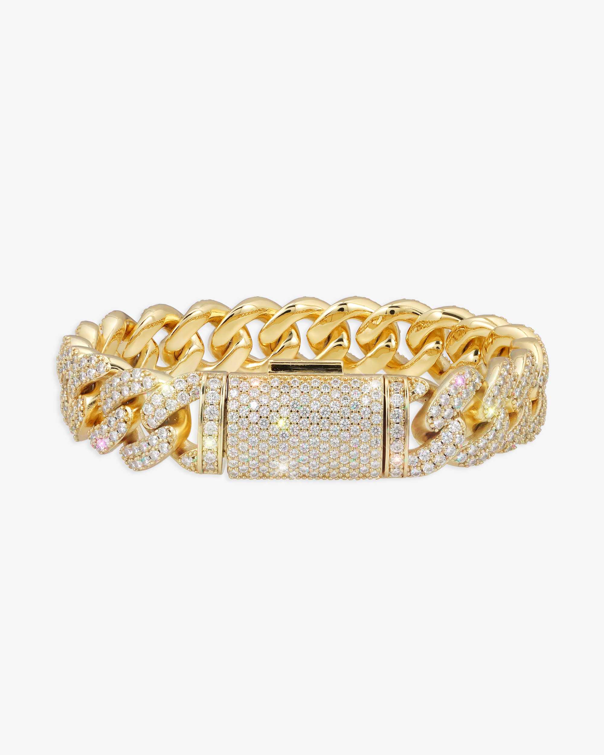 15MM Moissanite Miami Cuban Link Bracelet 14K Gold (view 7 of 15)