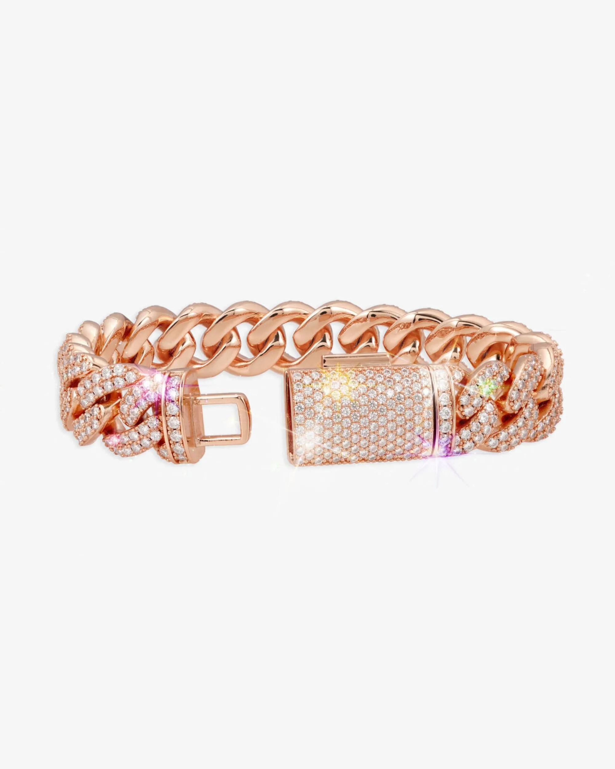 15MM Moissanite Miami Cuban Link Bracelet 14K Gold (view 14 of 15)