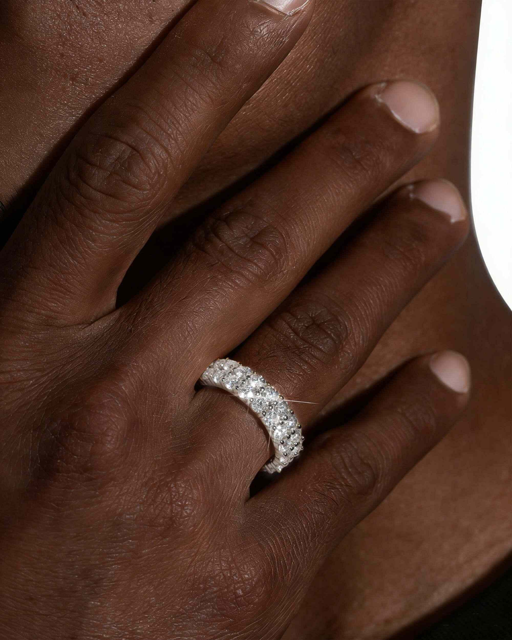 2-Row Moissanite Band Ring 14K Gold (view 2 of 7)