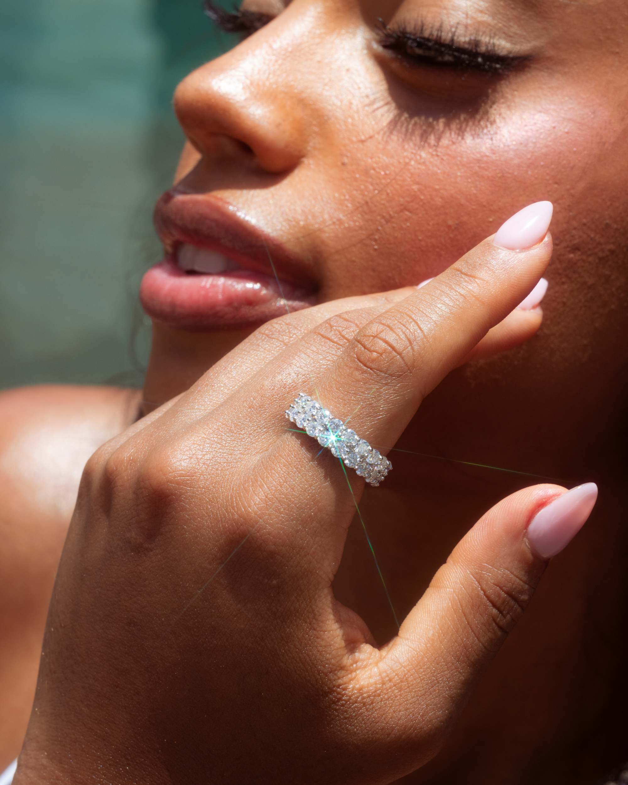 2-Row Moissanite Band Ring 14K Gold (view 3 of 7)