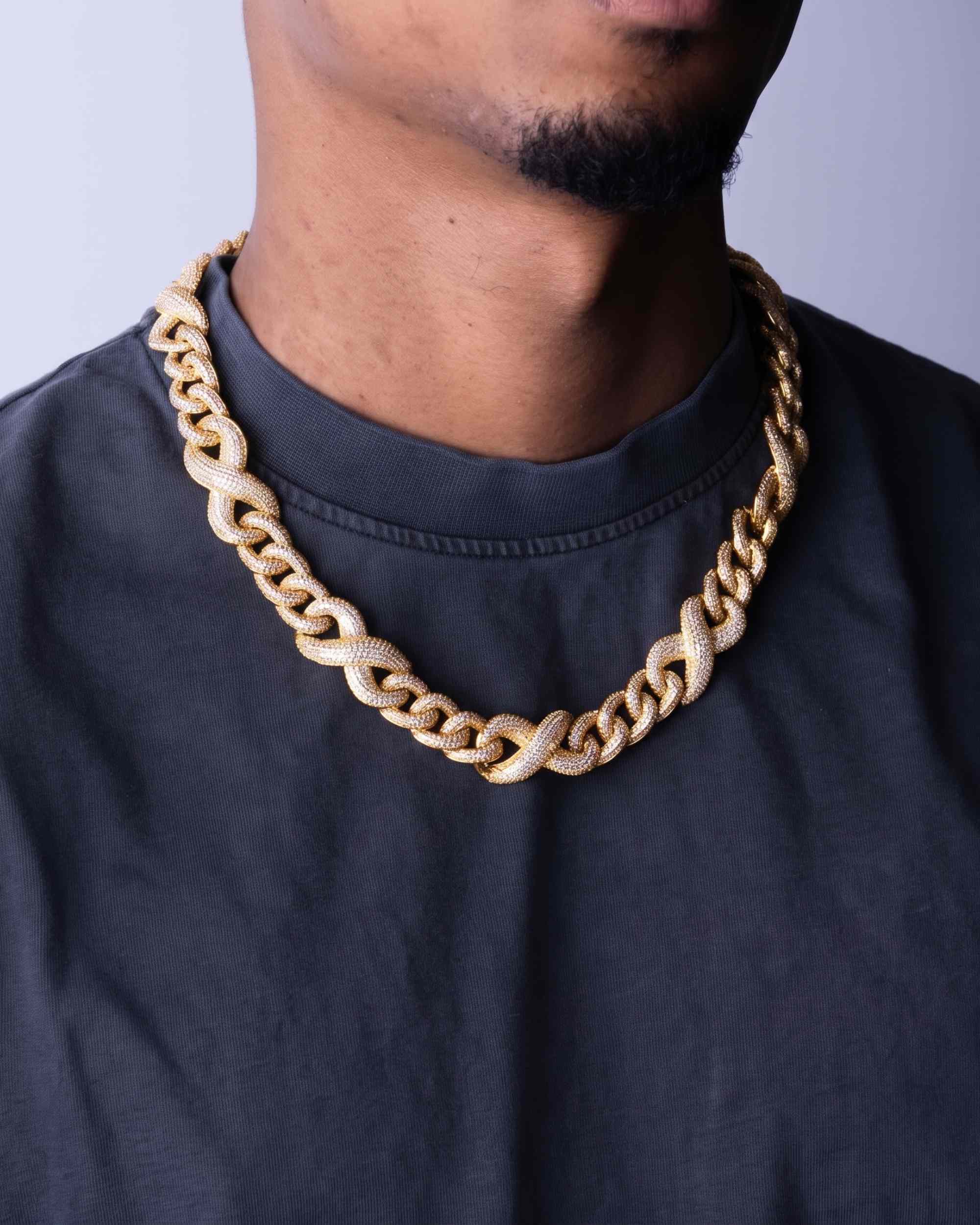 20MM Moissanite Infinity Link Chain 14K Gold (view 14 of 26)