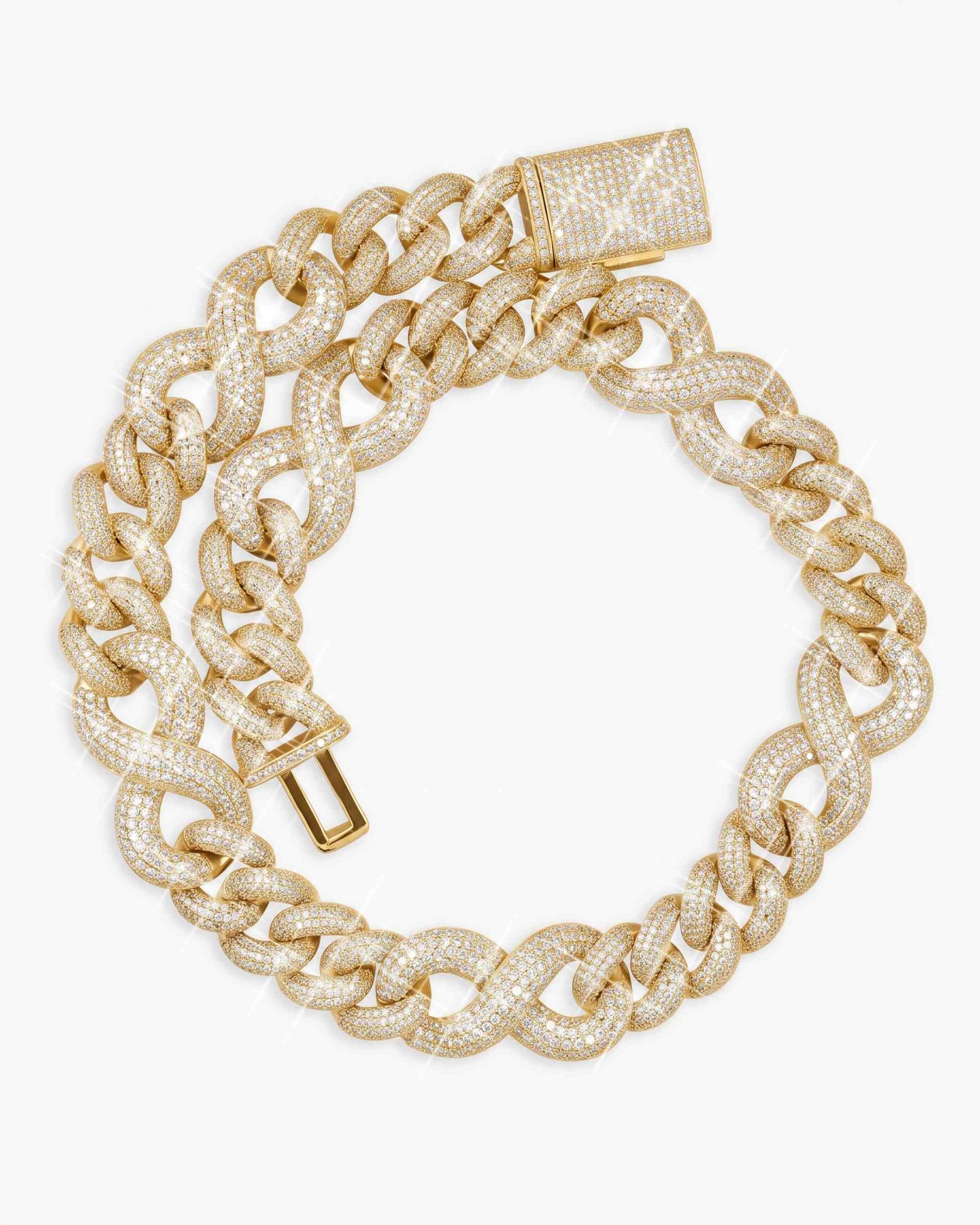 20MM Moissanite Infinity Link Chain 14K Gold (view 17 of 26)