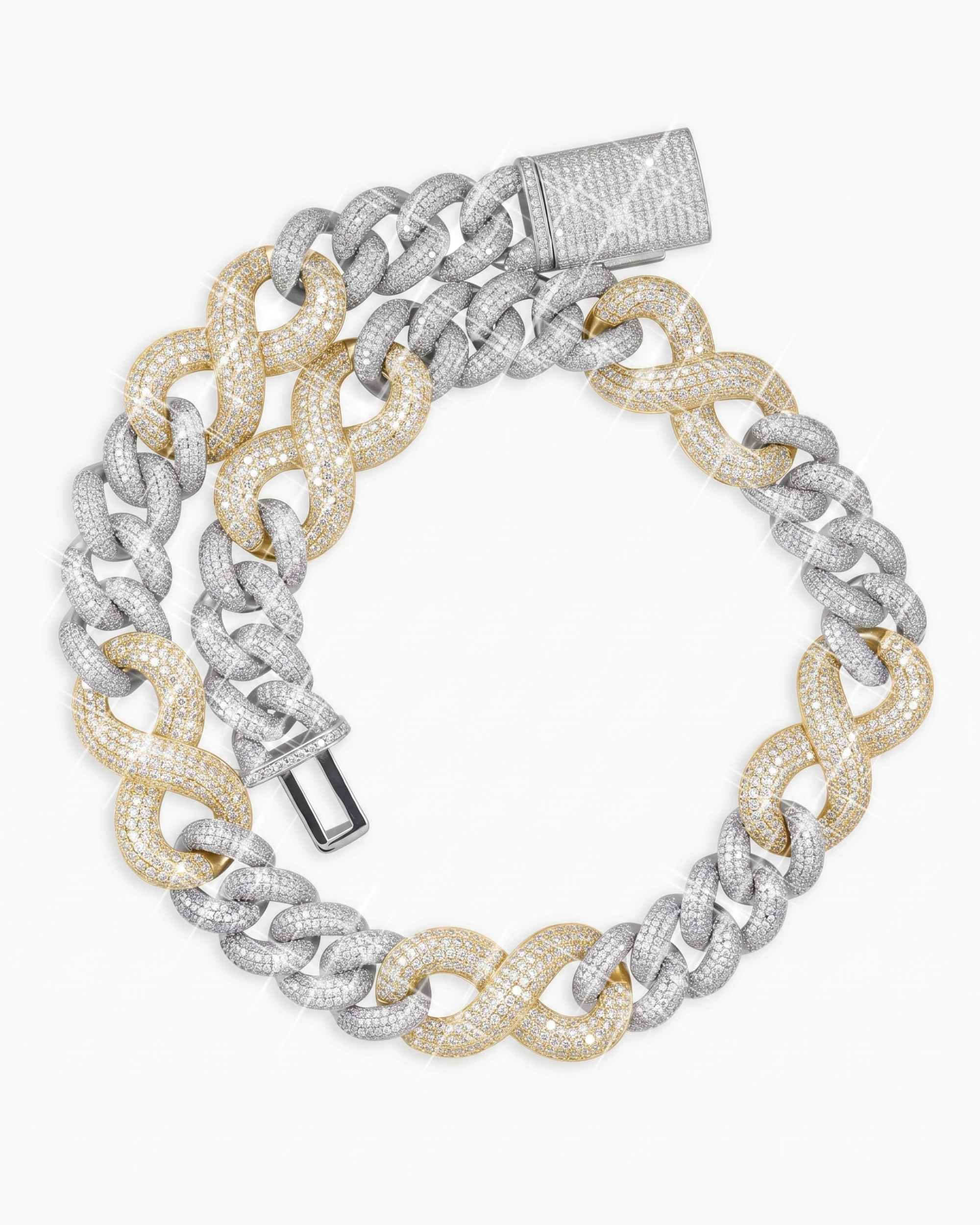 20MM Moissanite Infinity Link Chain 14K Gold (view 24 of 26)