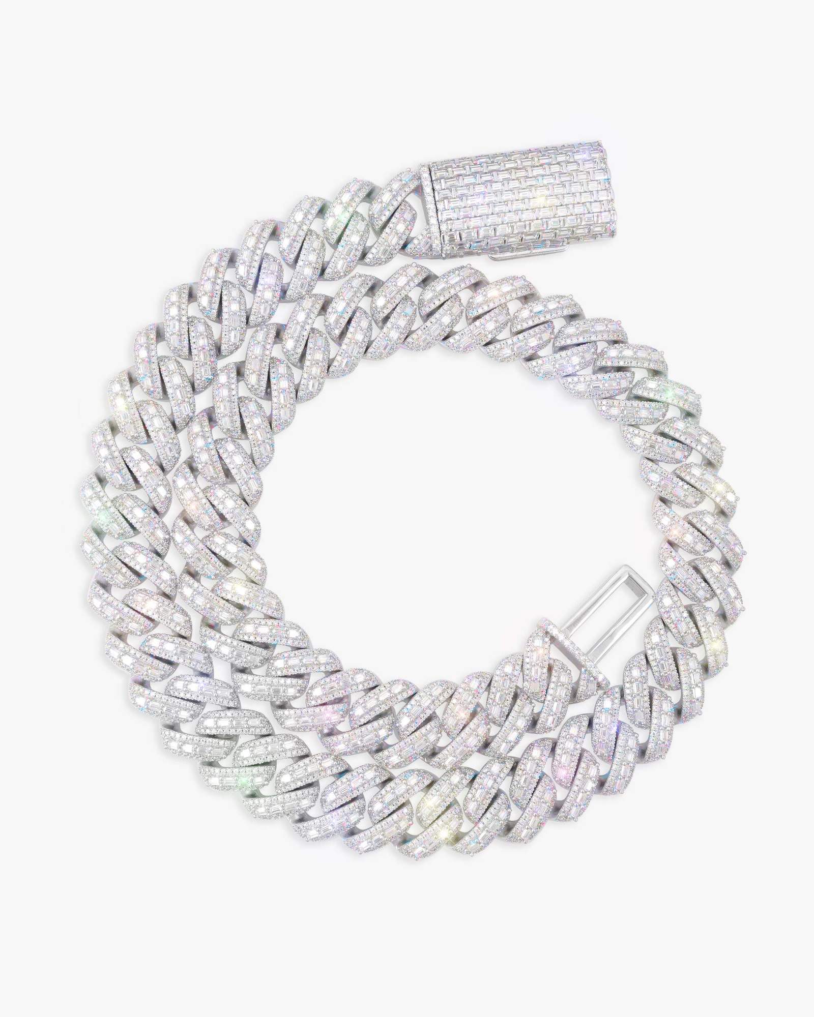 20MM Moissanite Mix Cut Miami Cuban Link Chain - in white gold (view 4 of 5)