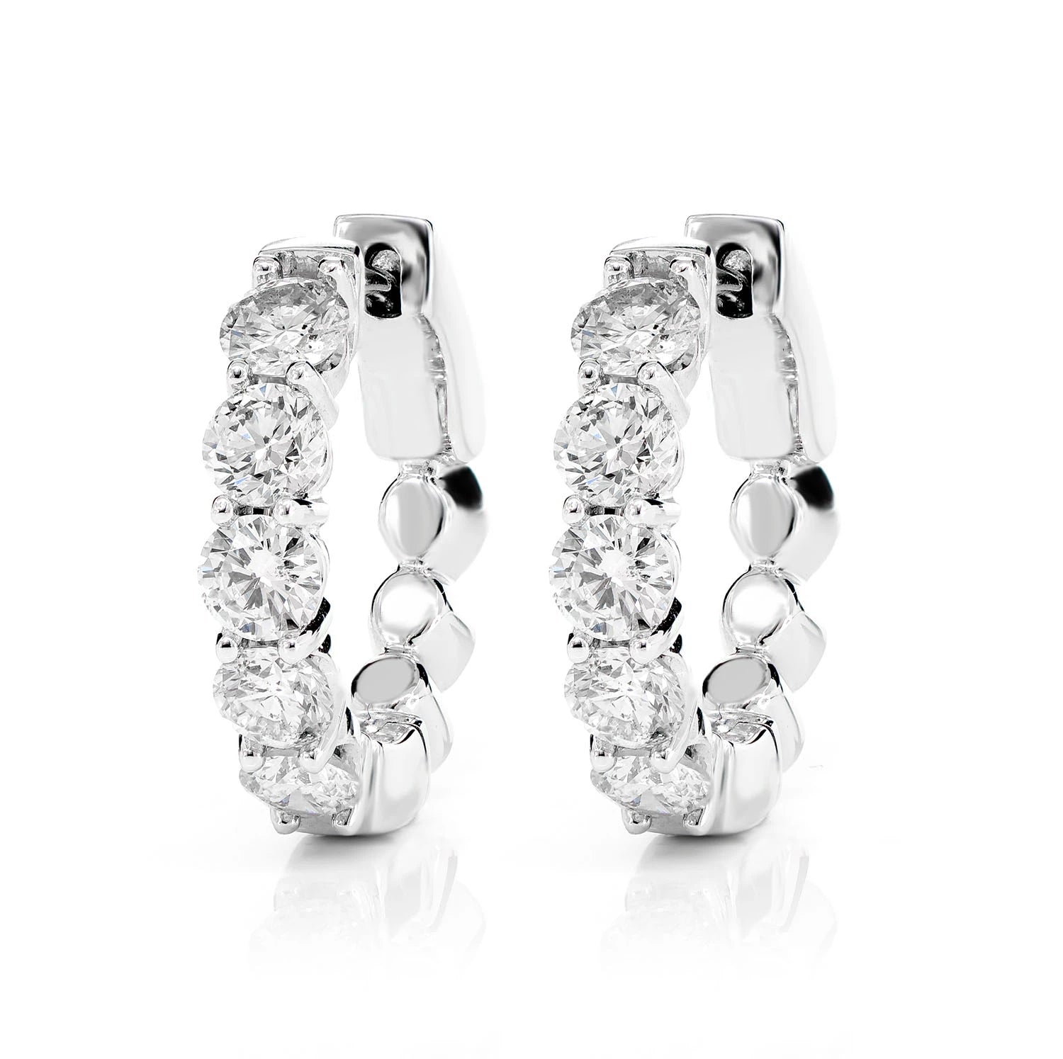 20pt Diamond Hoop Earrings - in white gold