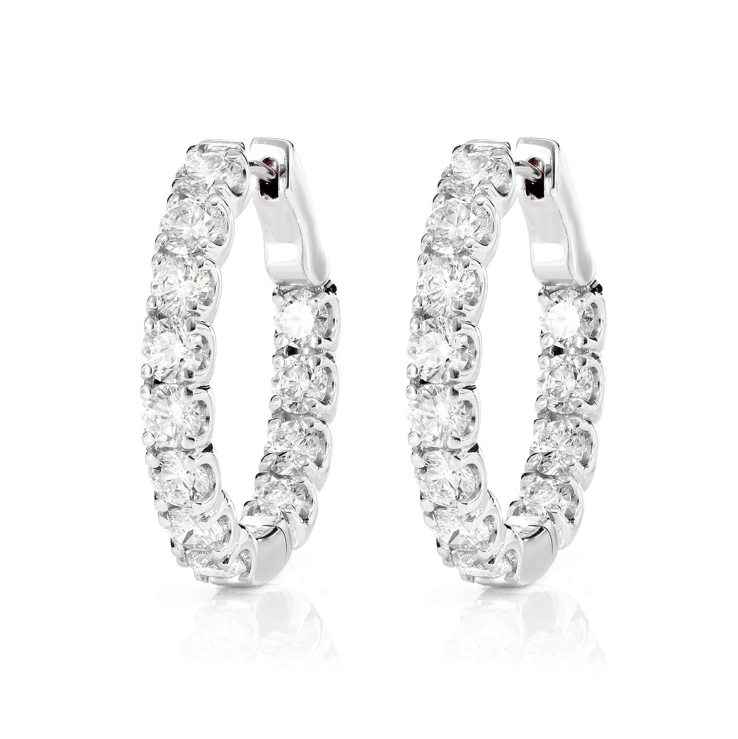 20pt Inside Outside Diamond Hoop Earrings - in yellow gold (view 3 of 6)