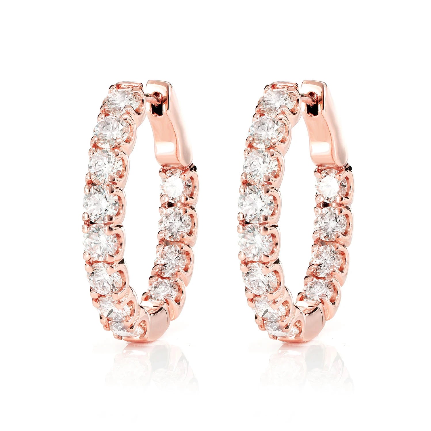 20pt Inside Outside Diamond Hoop Earrings - in yellow gold (view 5 of 6)