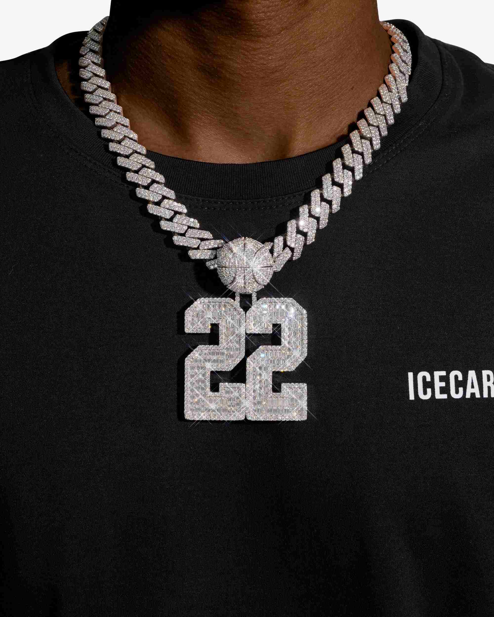 "22 BALLER" Custom Moissanite Pendant 14K Gold (view 5 of 6)