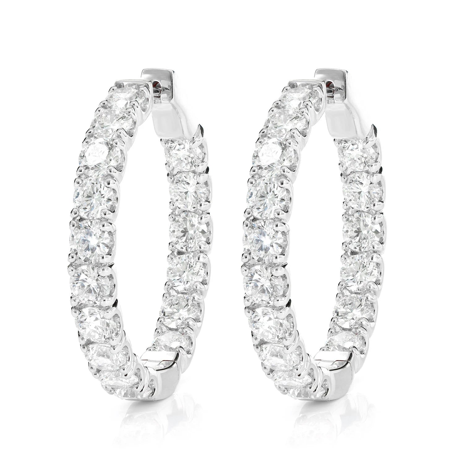 25pt Diamond Inside Outside Hoop Earrings - in yellow gold (view 3 of 6)
