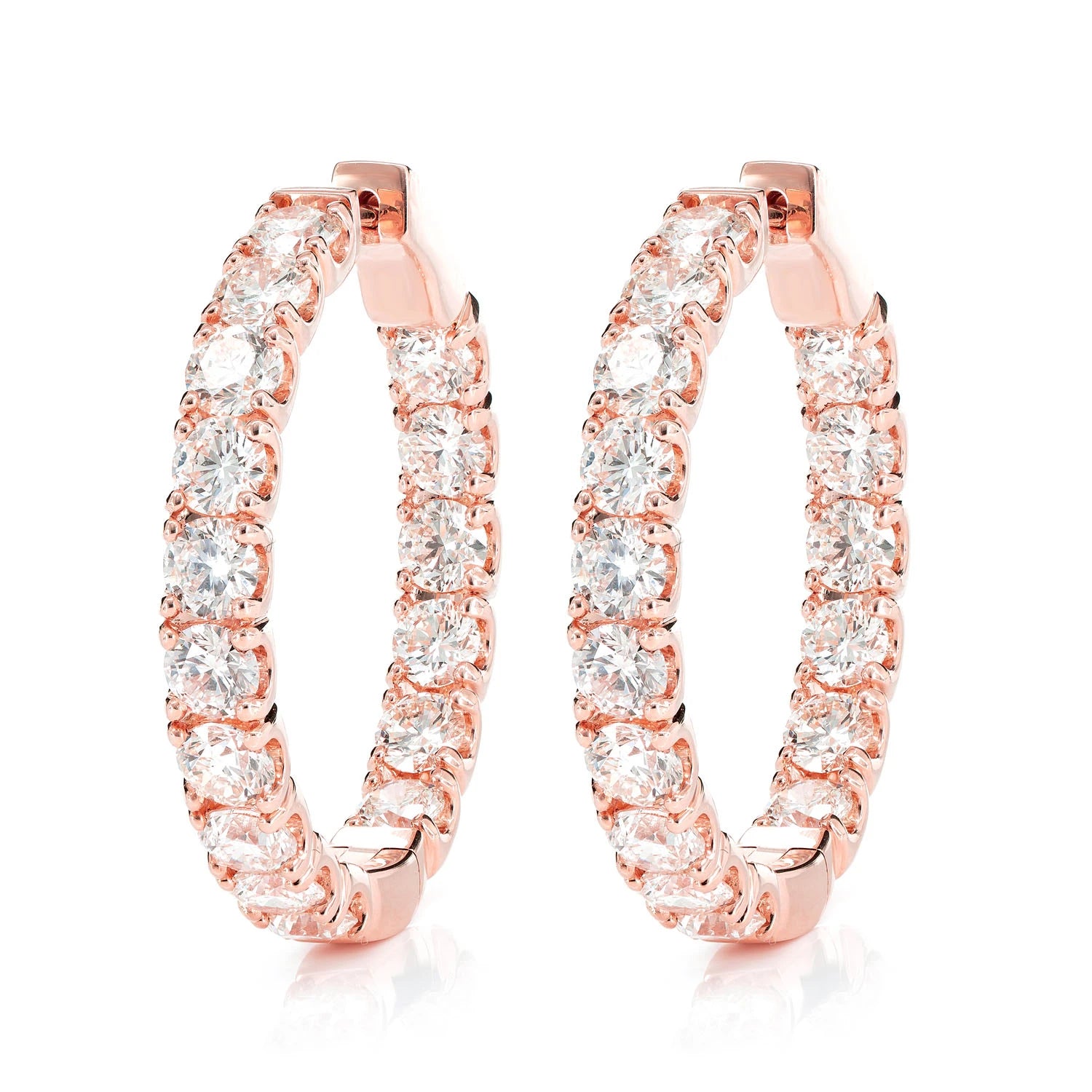 25pt Diamond Inside Outside Hoop Earrings - in yellow gold (view 5 of 6)