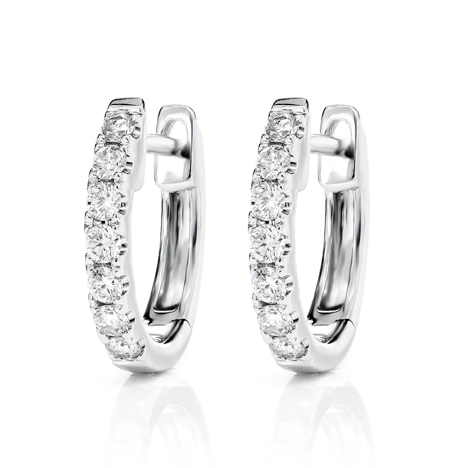 2pt Diamond Hoop Earrings - in white gold