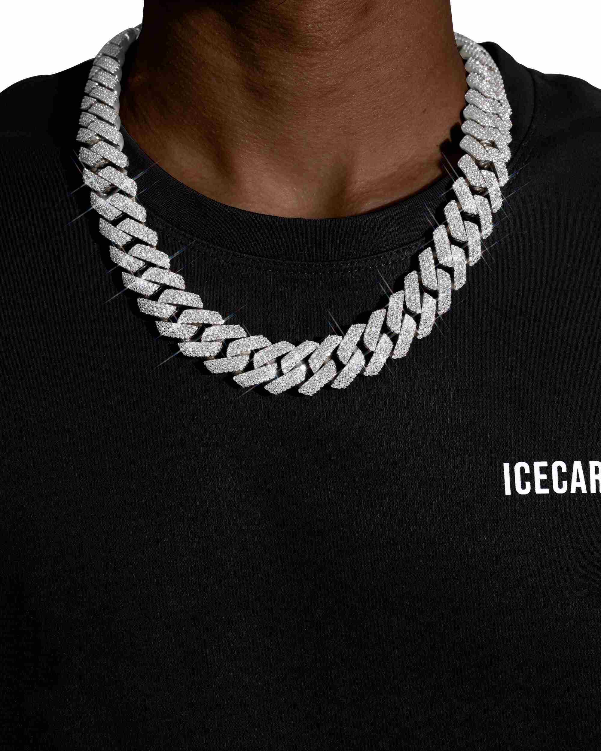 3 Row 20MM Prong Moissanite Cuban Link Chain 14K Gold (view 2 of 23)
