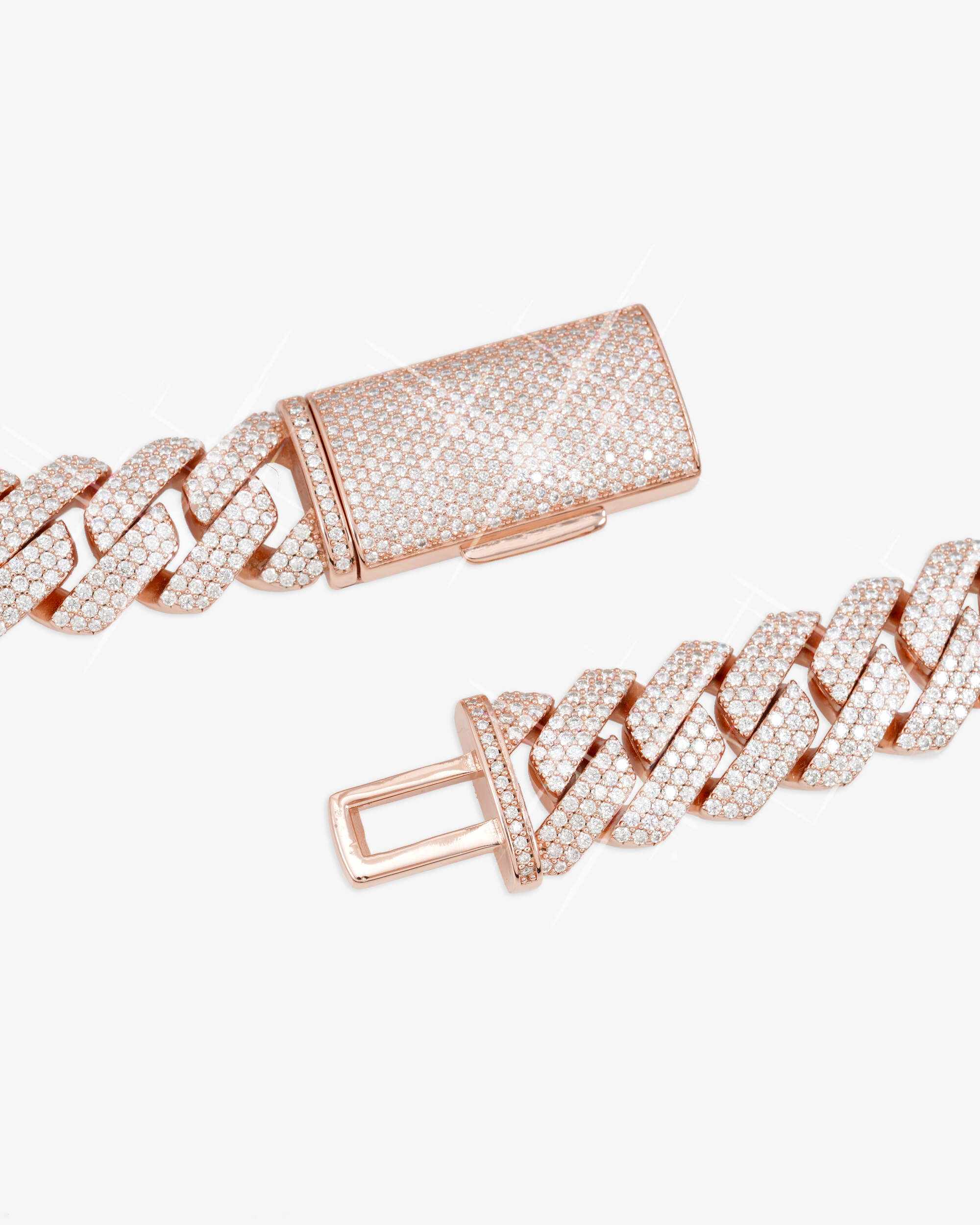 3 Row 20MM Prong Moissanite Cuban Link Chain 14K Gold (view 6 of 23)