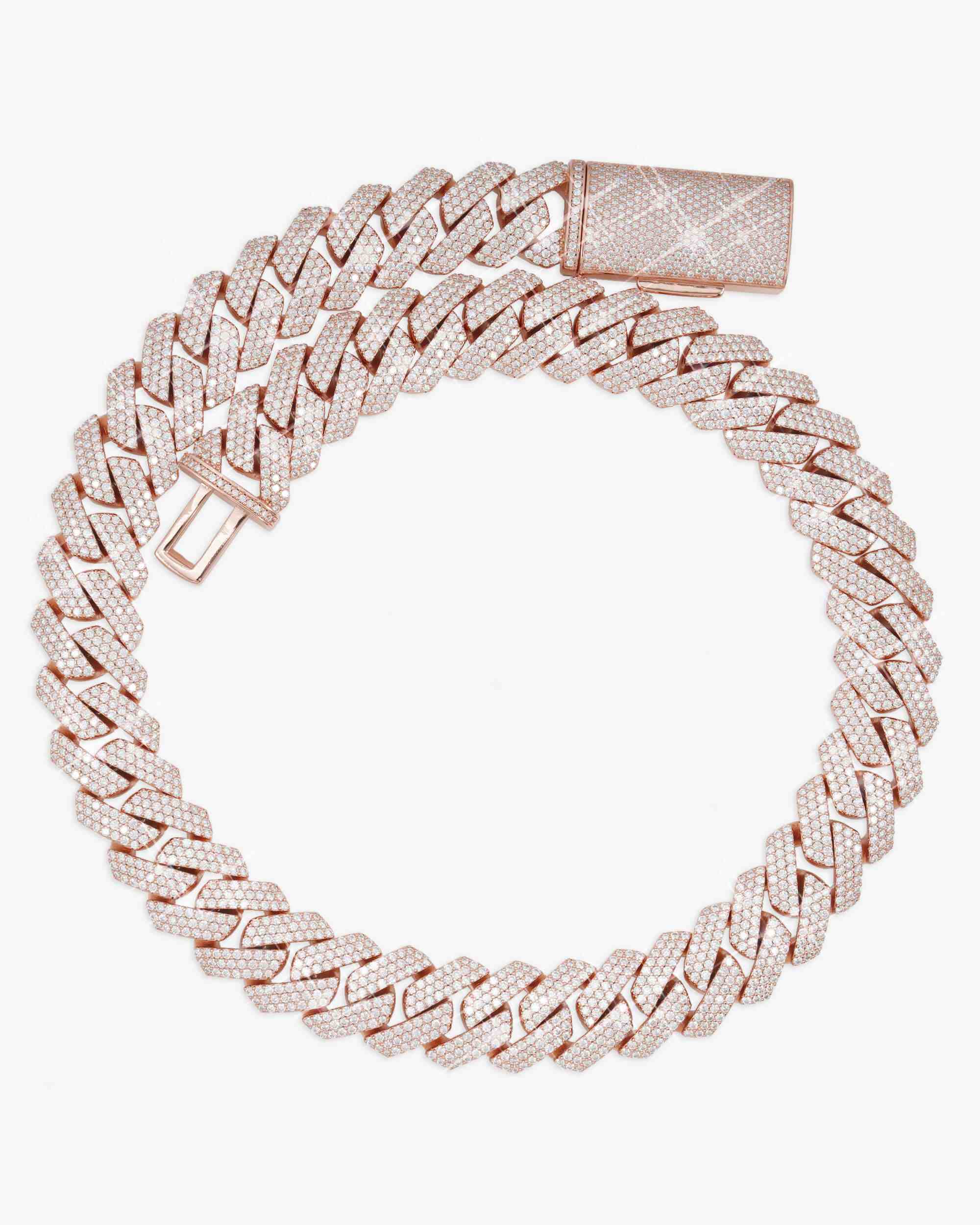 3 Row 20MM Prong Moissanite Cuban Link Chain 14K Gold (view 7 of 23)