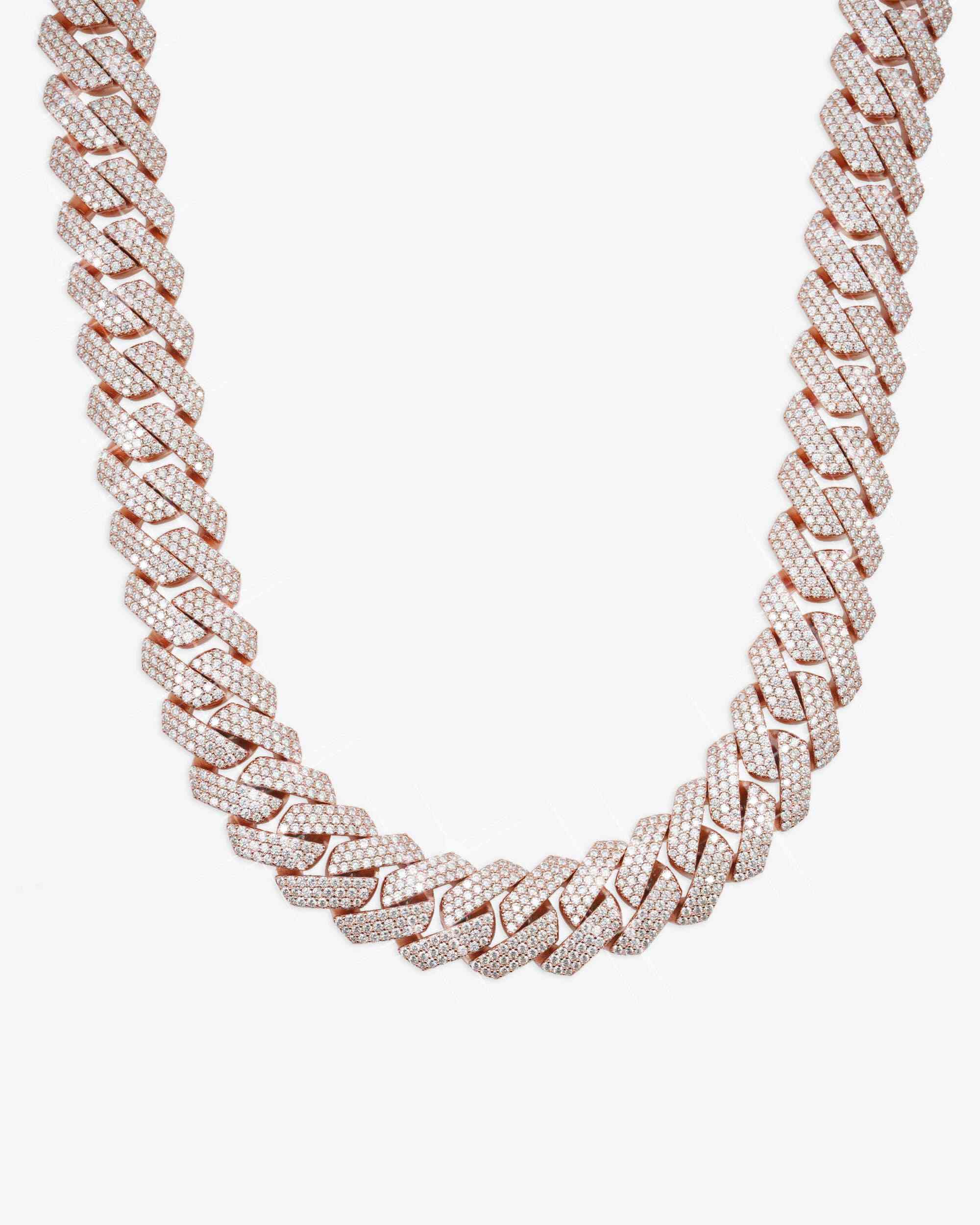 3 Row 20MM Prong Moissanite Cuban Link Chain 14K Gold (view 8 of 23)