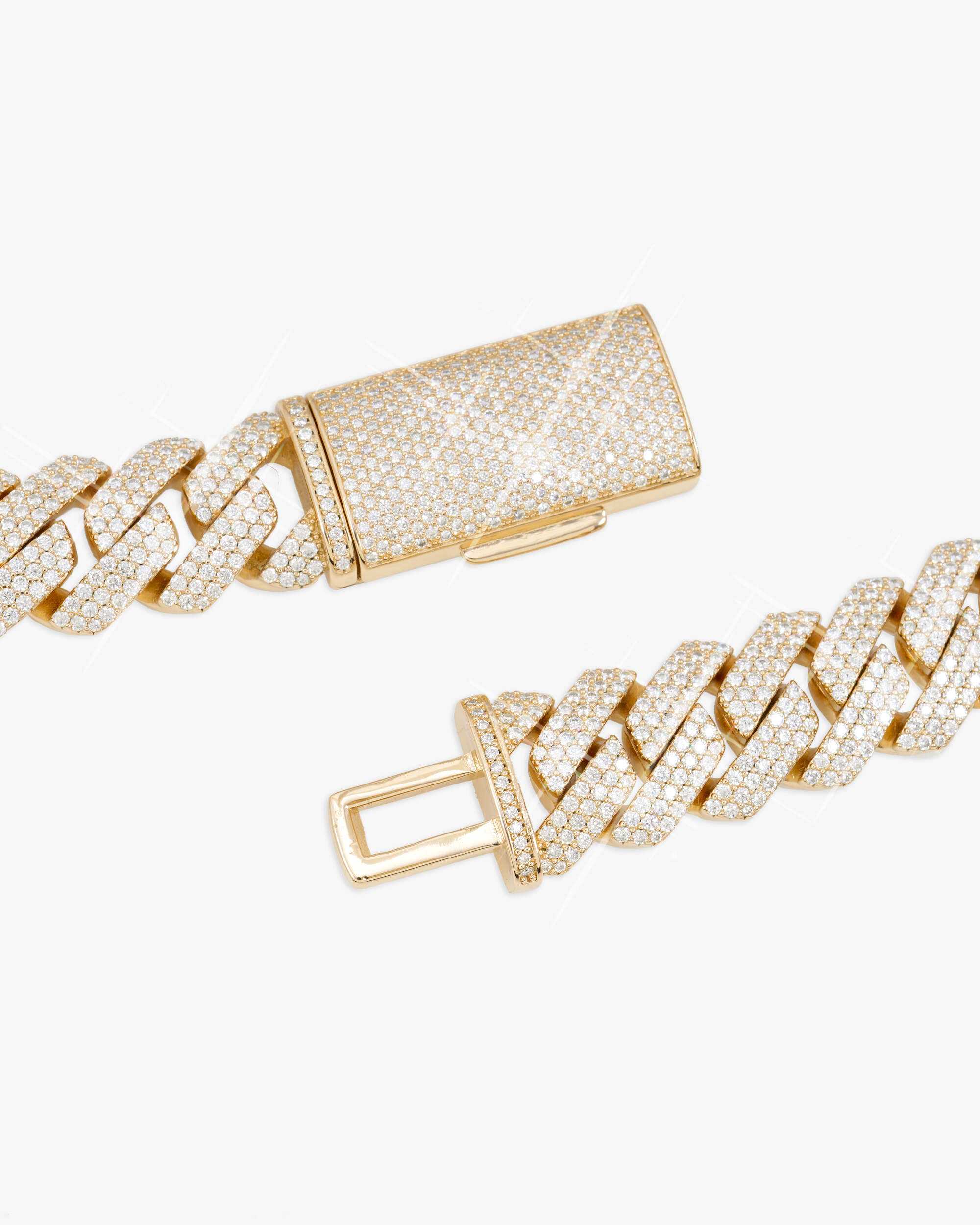 3 Row 20MM Prong Moissanite Cuban Link Chain 14K Gold (view 12 of 23)