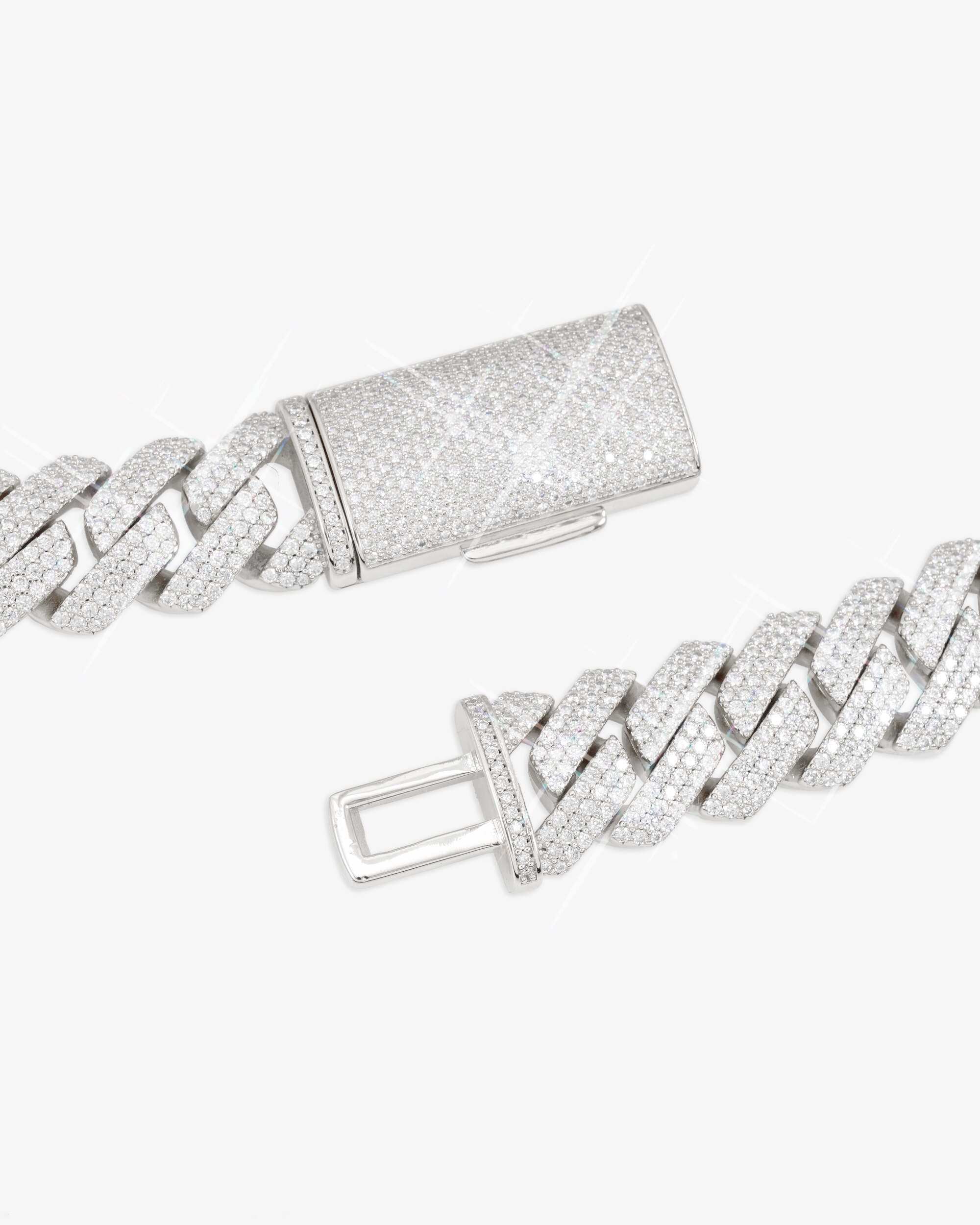 3 Row 20MM Prong Moissanite Cuban Link Chain 14K Gold (view 17 of 23)