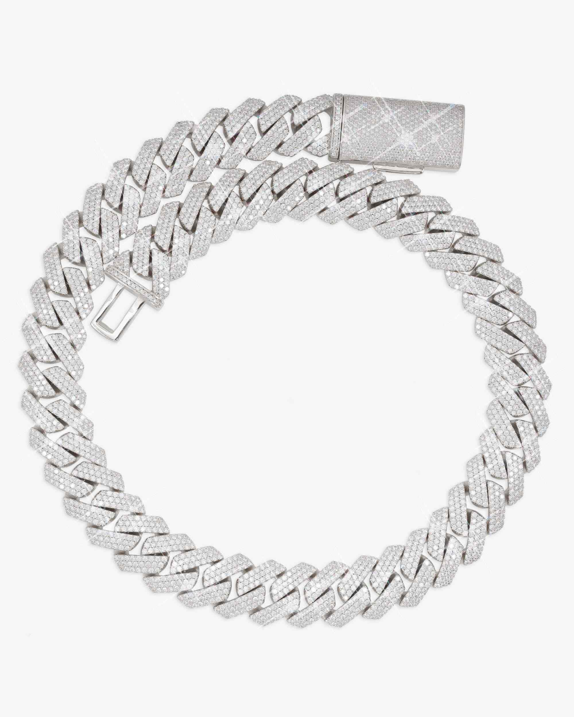 3 Row 20MM Prong Moissanite Cuban Link Chain 14K Gold (view 19 of 23)