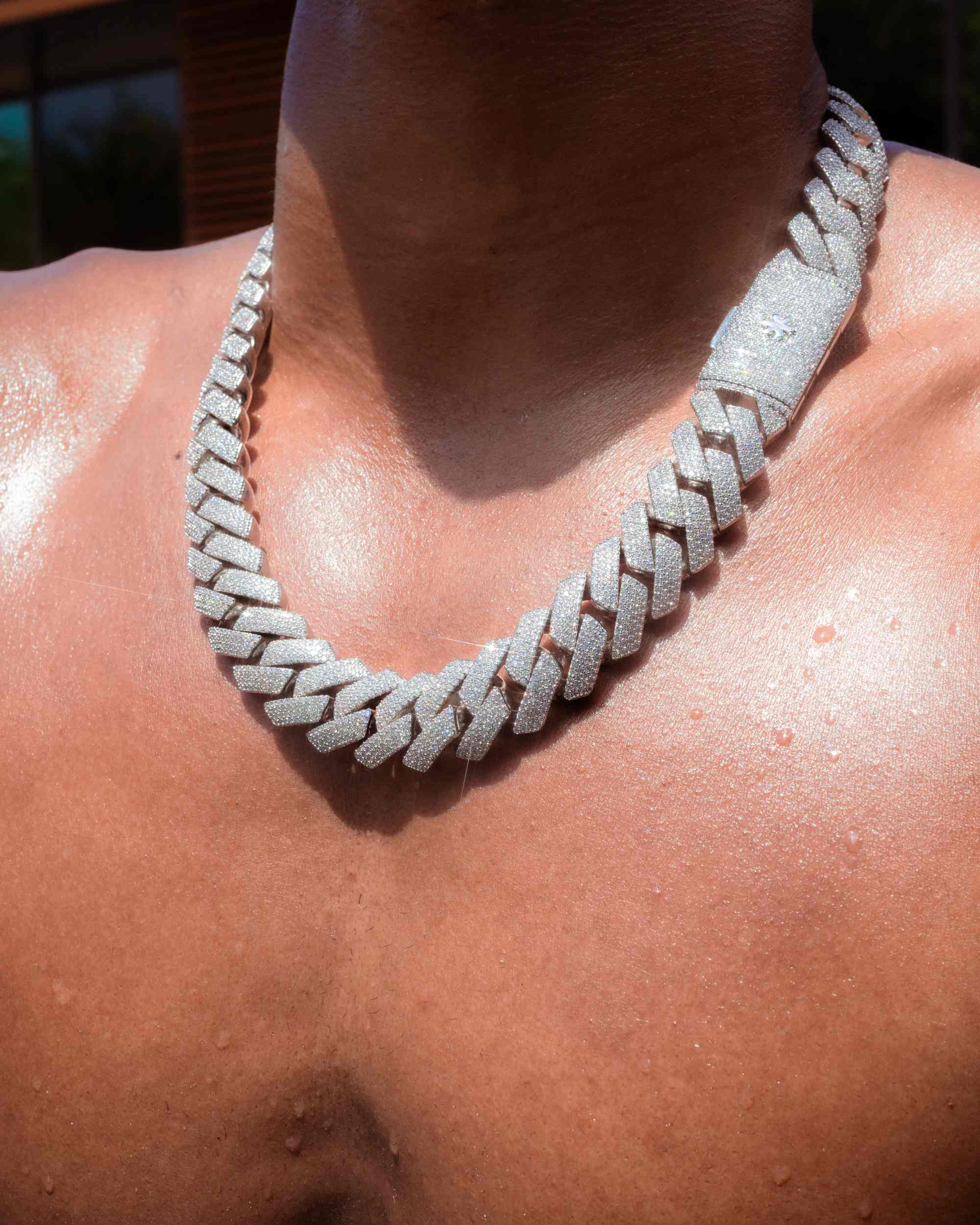 3 Row 20MM Prong Moissanite Cuban Link Chain 14K Gold (view 22 of 23)