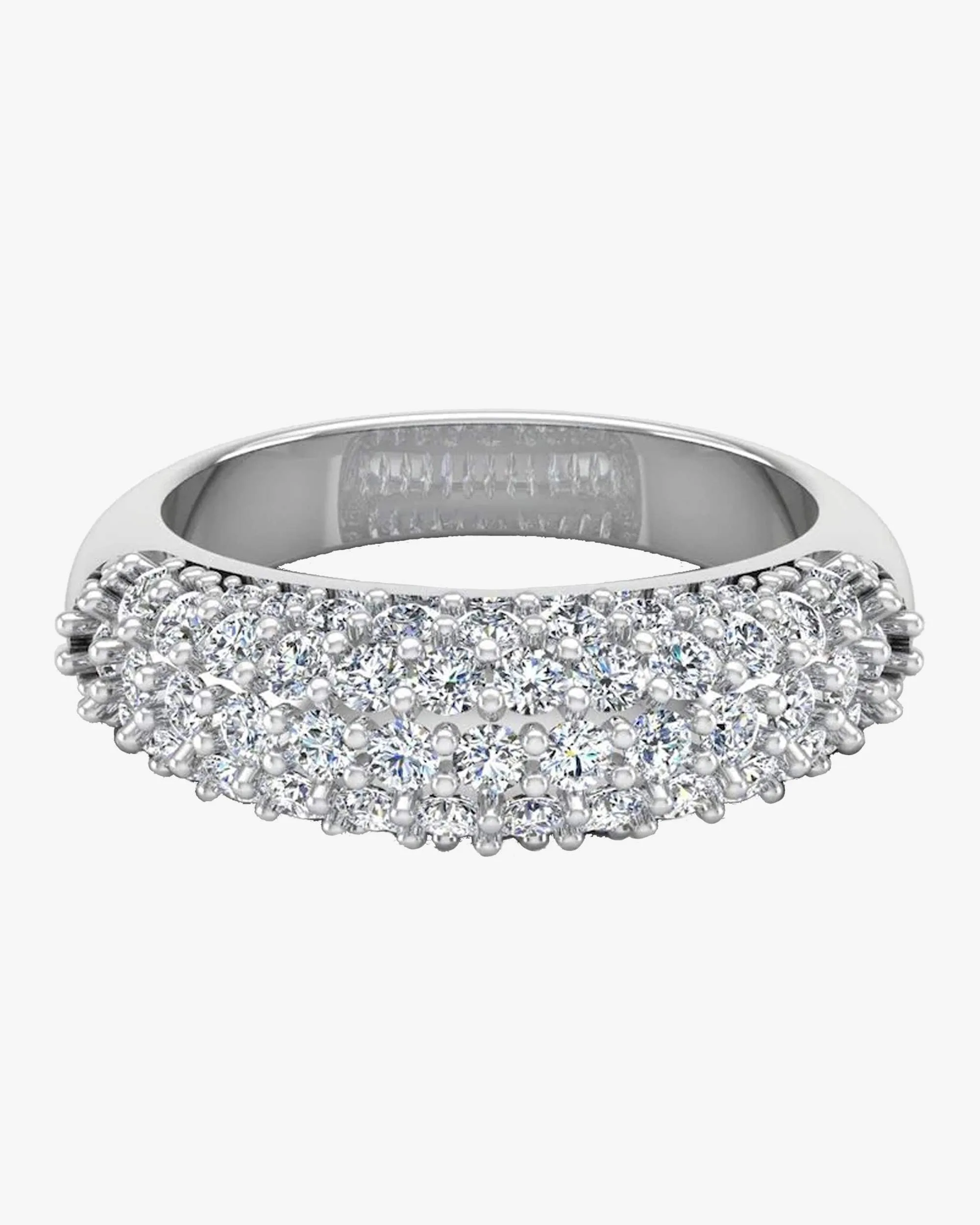 3-Row Pave Moissanite Engagement Ring - in 14k gold (view 2 of 8)