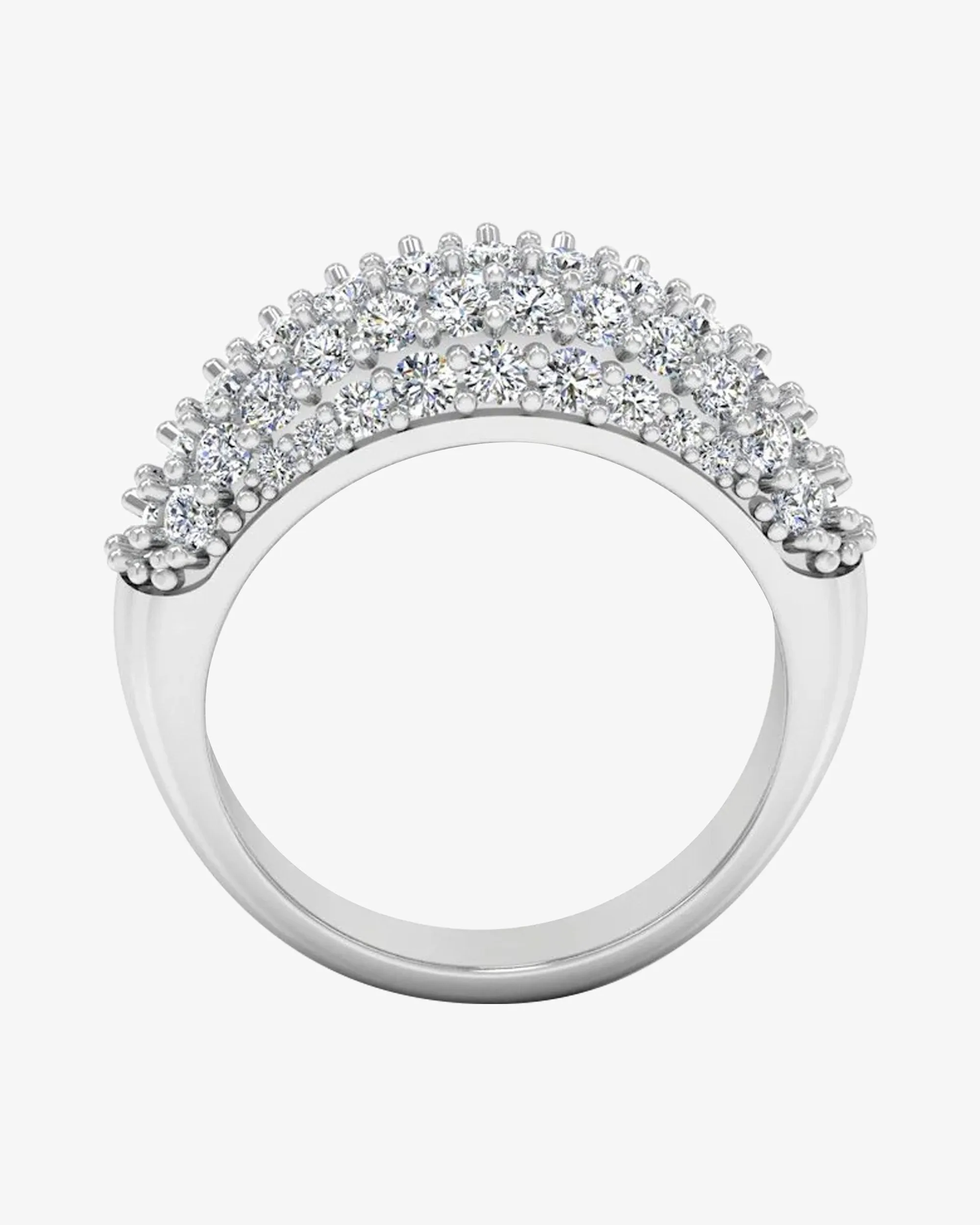 3-Row Pave Moissanite Engagement Ring - in 14k gold (view 3 of 8)