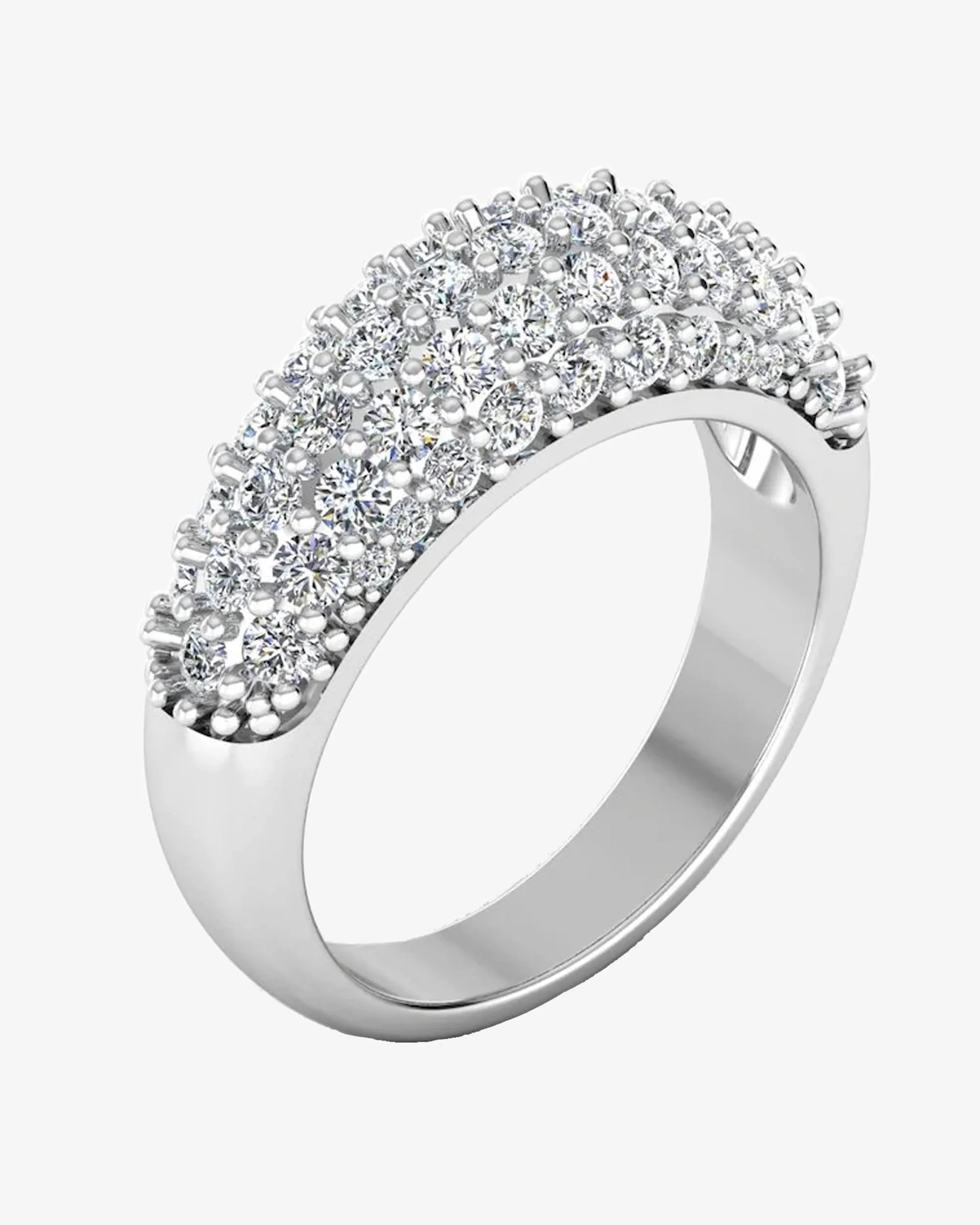3-Row Pave Moissanite Engagement Ring - in 14k gold (view 5 of 8)