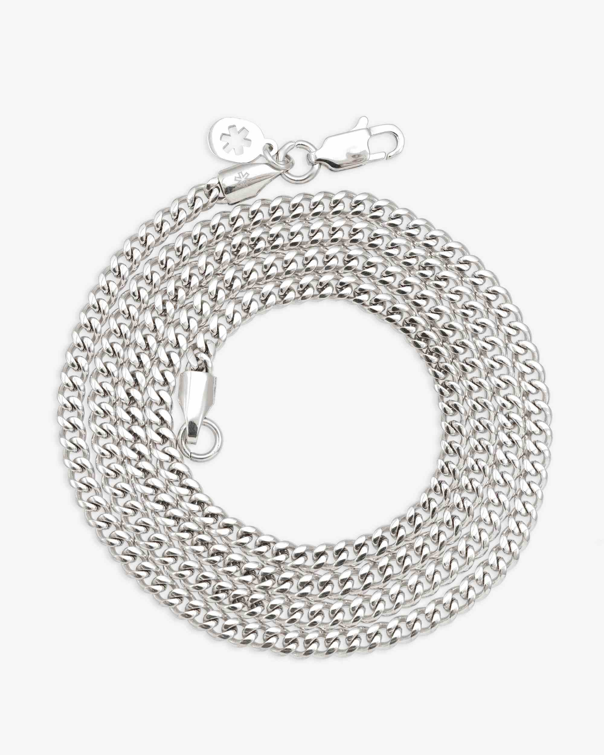 3MM Cuban Link Chain and Bracelet Bundle Silver (view 6 of 7)