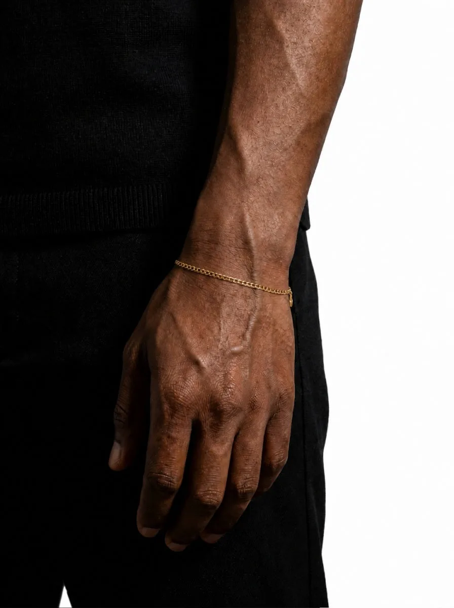 3MM Figaro Bracelet 14K Gold - chain (view 2 of 4)