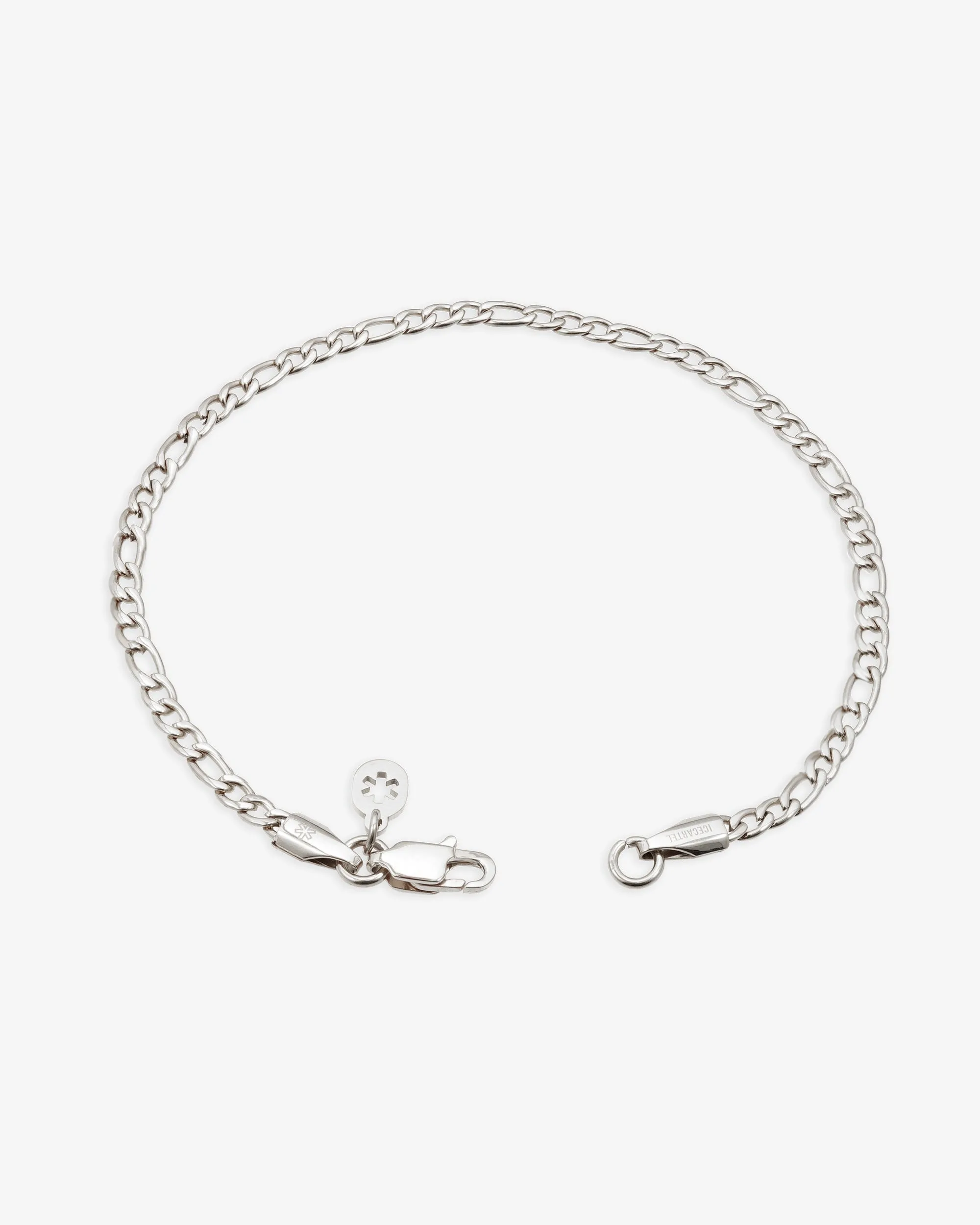 3MM Figaro Bracelet Silver - chain (view 3 of 4)
